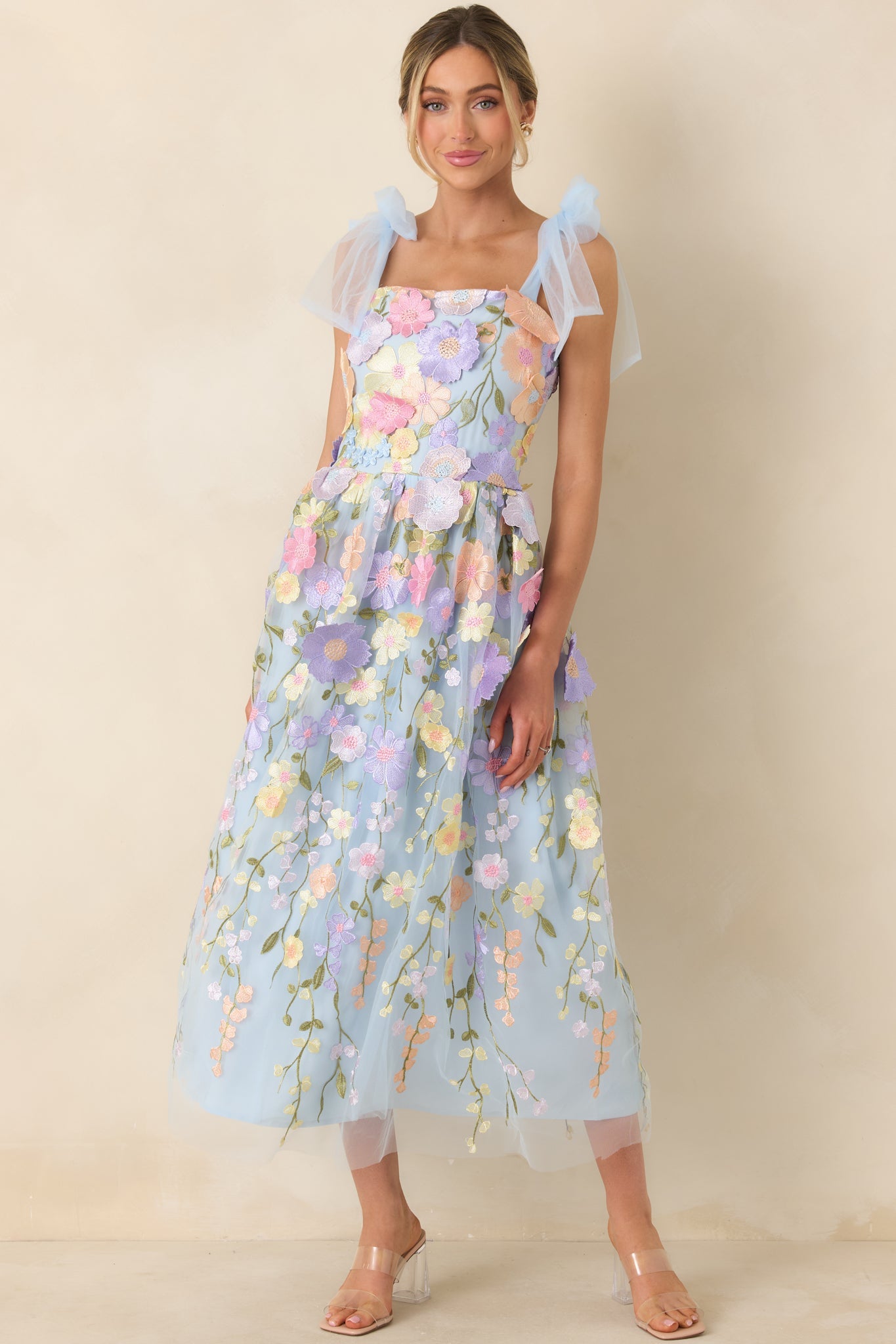 Celestine Embroidered Floral Maxi Dress Light Blue 7