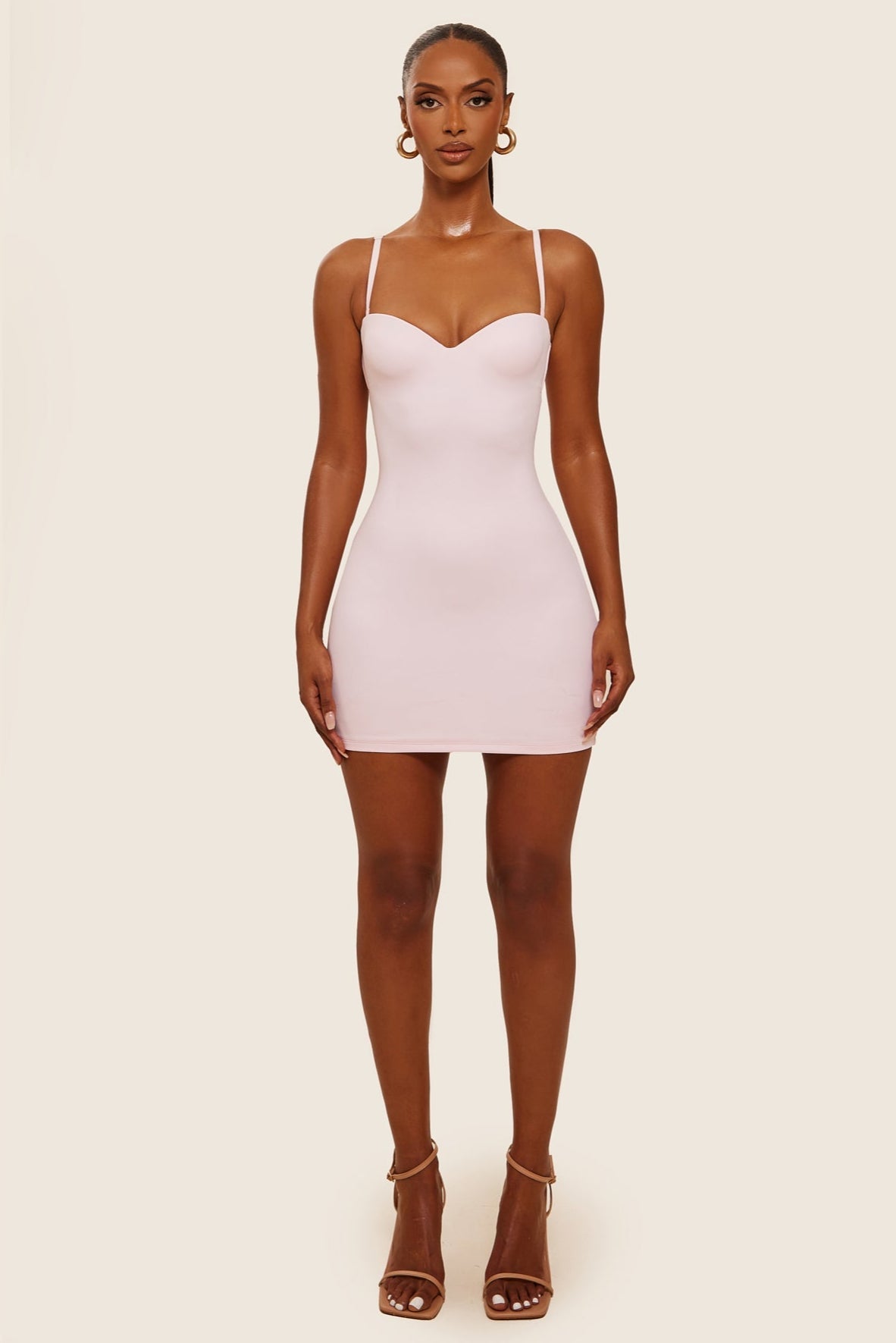 Evangeline Sculpted Mini Dress in Blush Pink 7