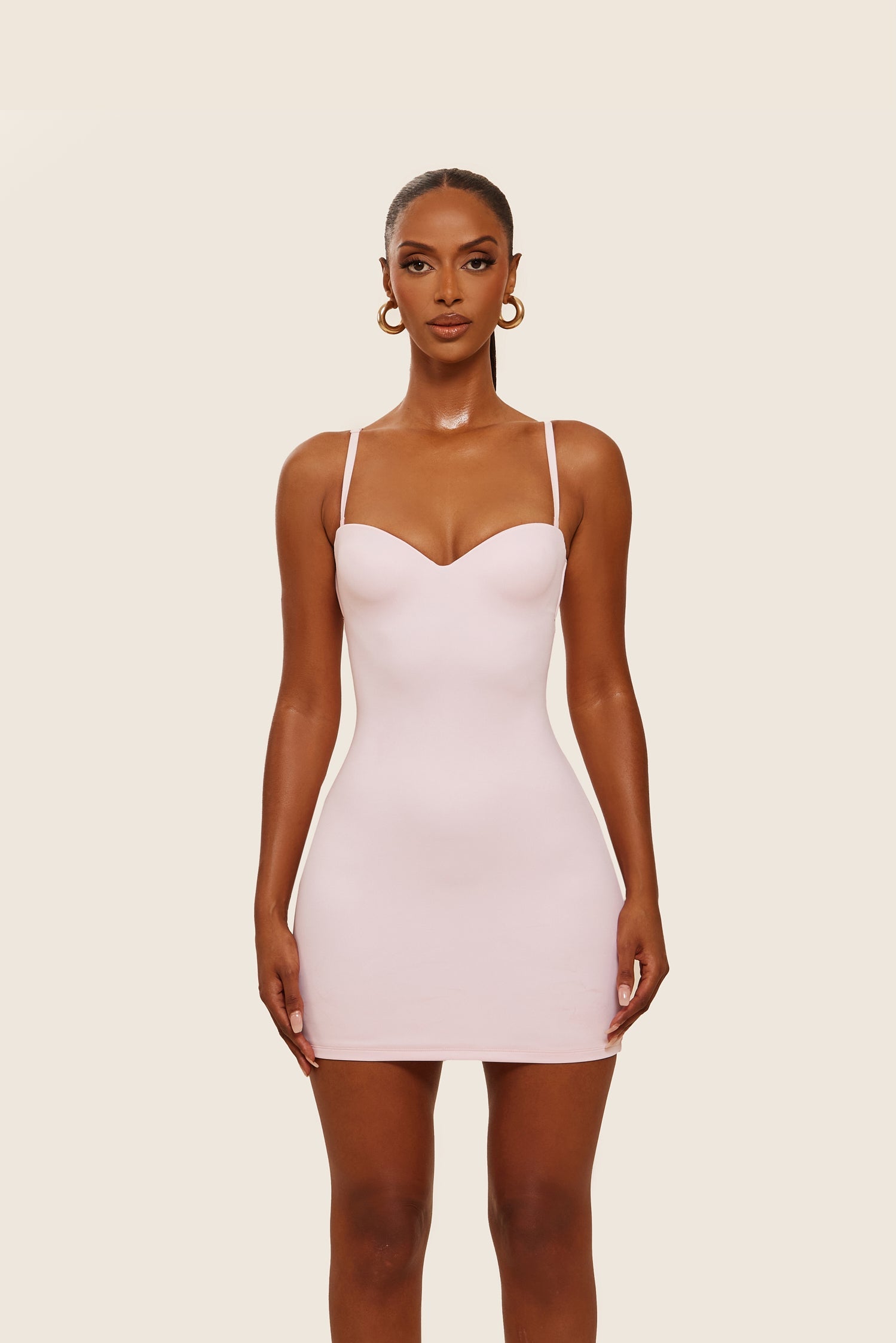Evangeline Sculpted Mini Dress in Blush Pink 9