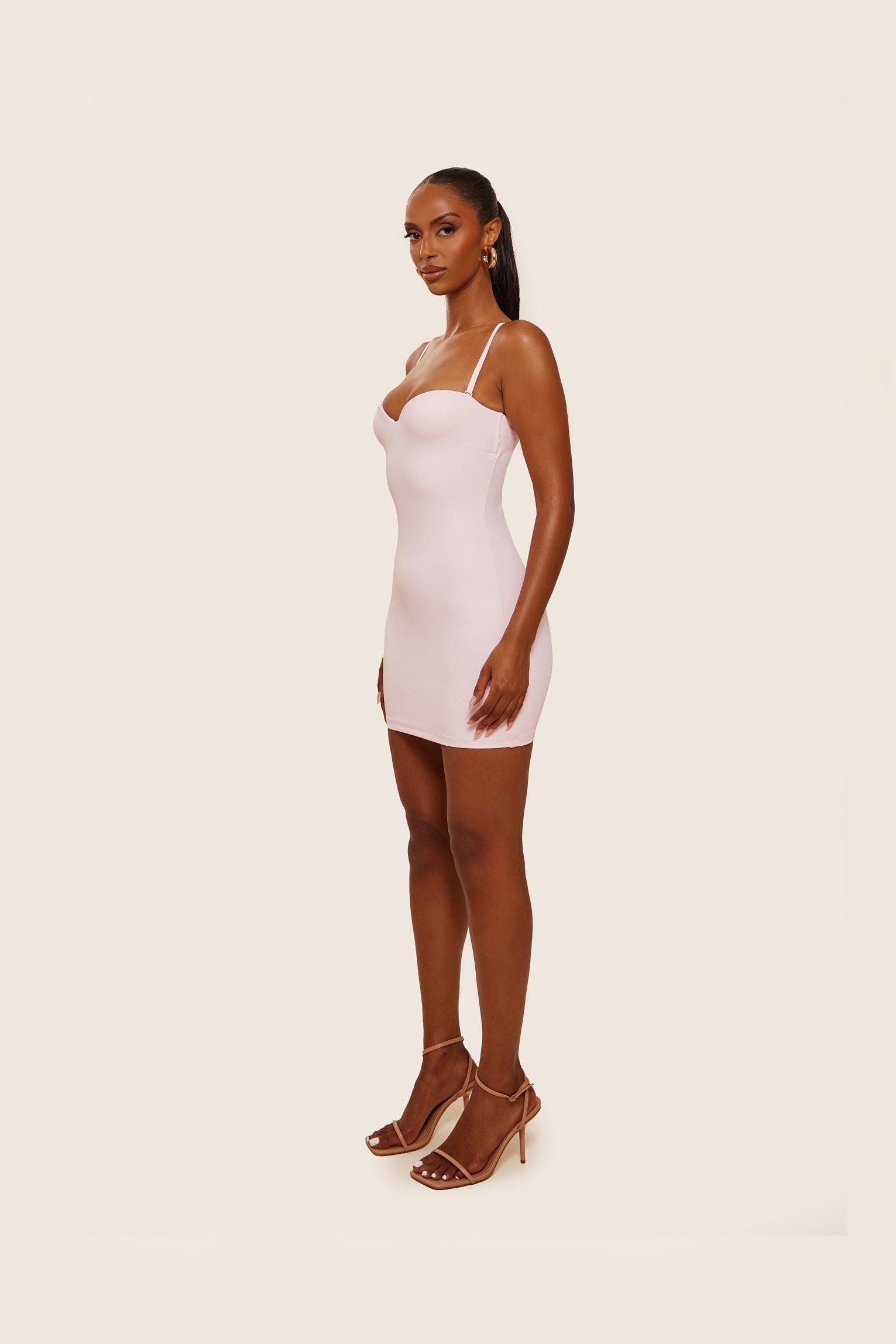 Evangeline Sculpted Mini Dress in Blush Pink 10