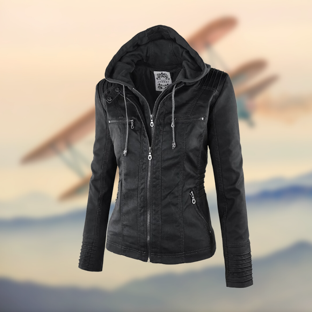 Ava Vegan Leather Jacket Brown 4