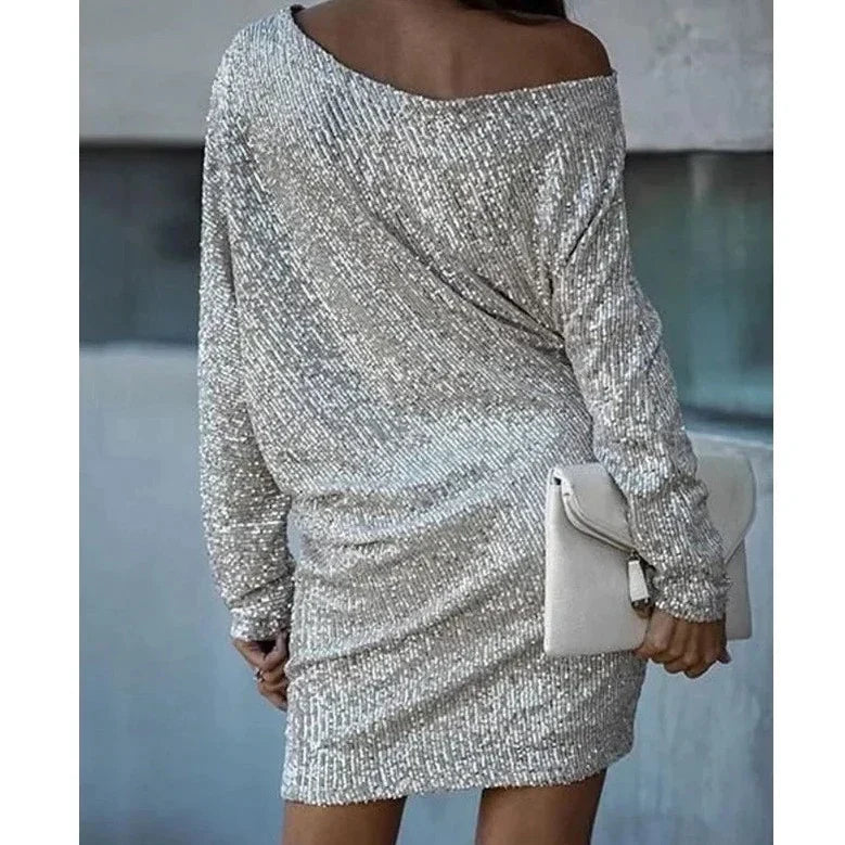 Valentina Sequin Off-Shoulder Midi Dress Bright Gold 3