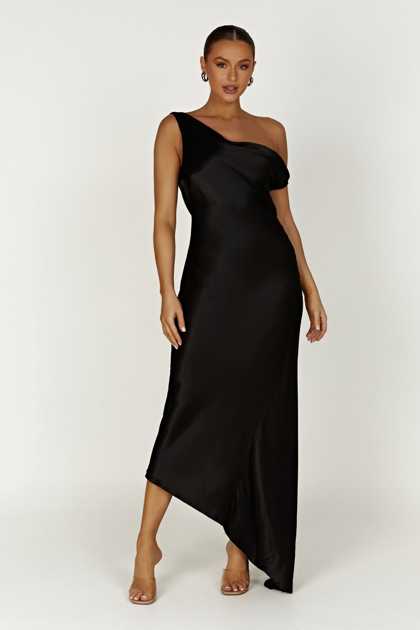 Yvette Asymmetrical Slip Maxi Dress in Emerald Emerald 12