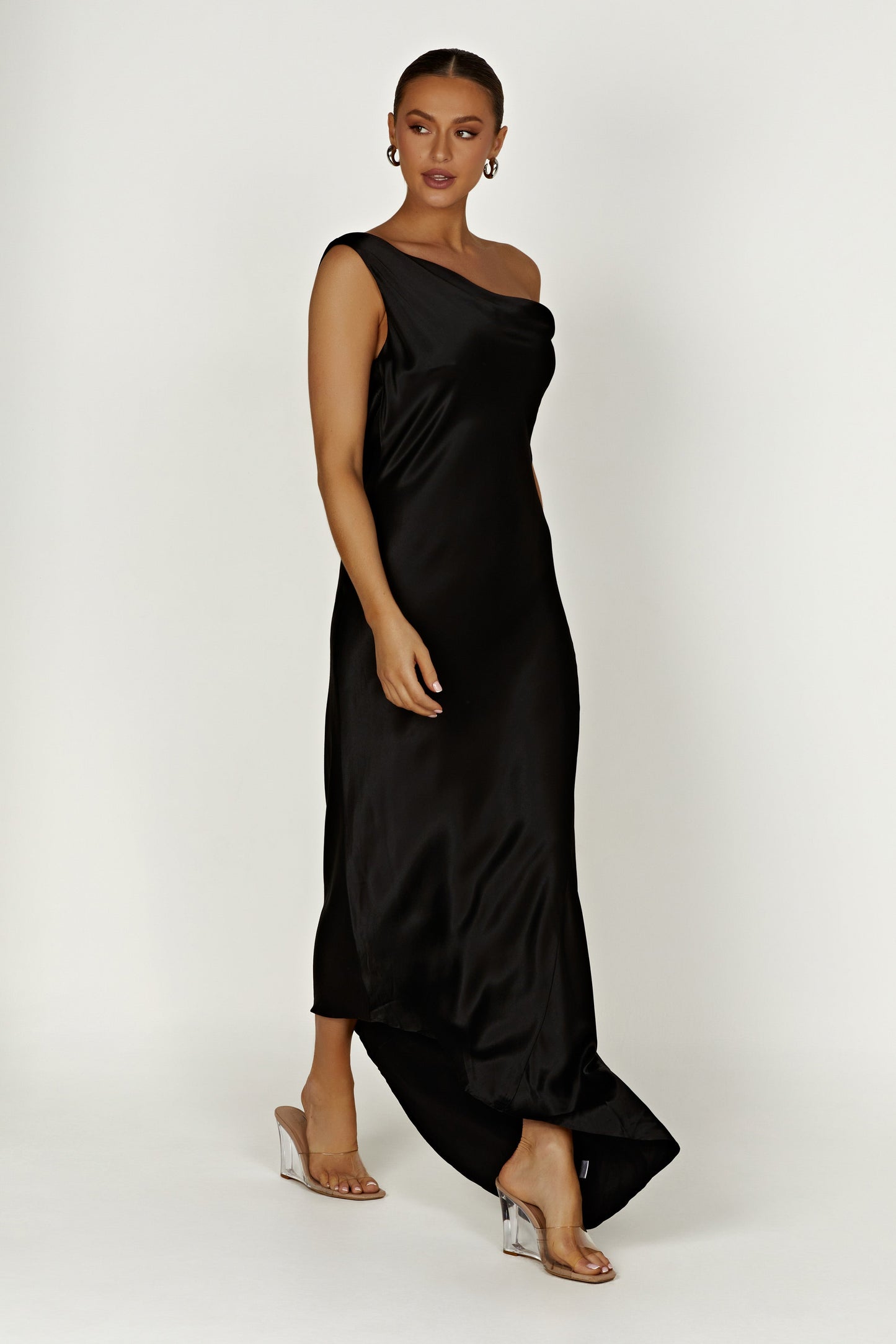 Yvette Asymmetrical Slip Maxi Dress in Emerald Emerald 14