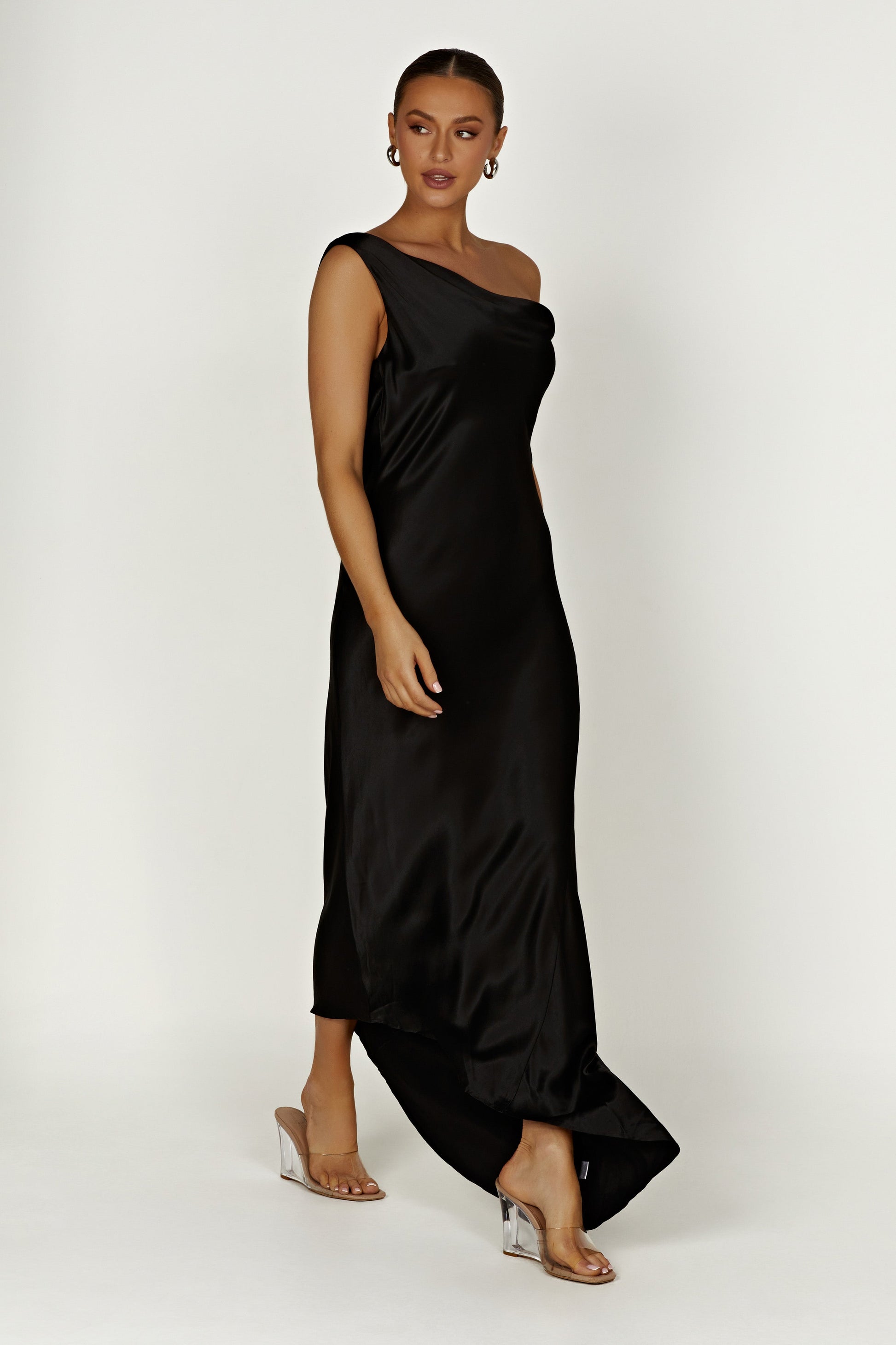 Yvette Asymmetrical Slip Maxi Dress in Emerald Emerald 14