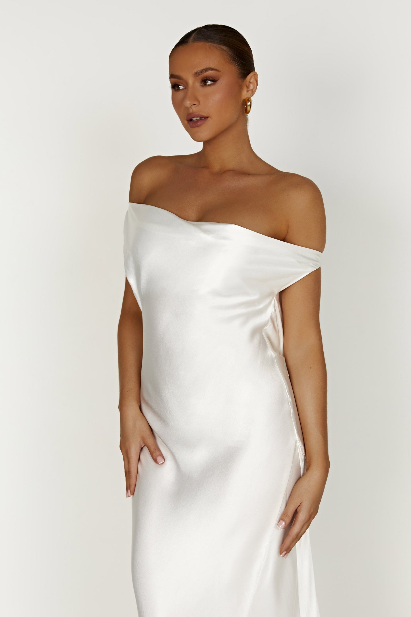 Yvette Asymmetrical Slip Maxi Dress in Emerald Emerald 40