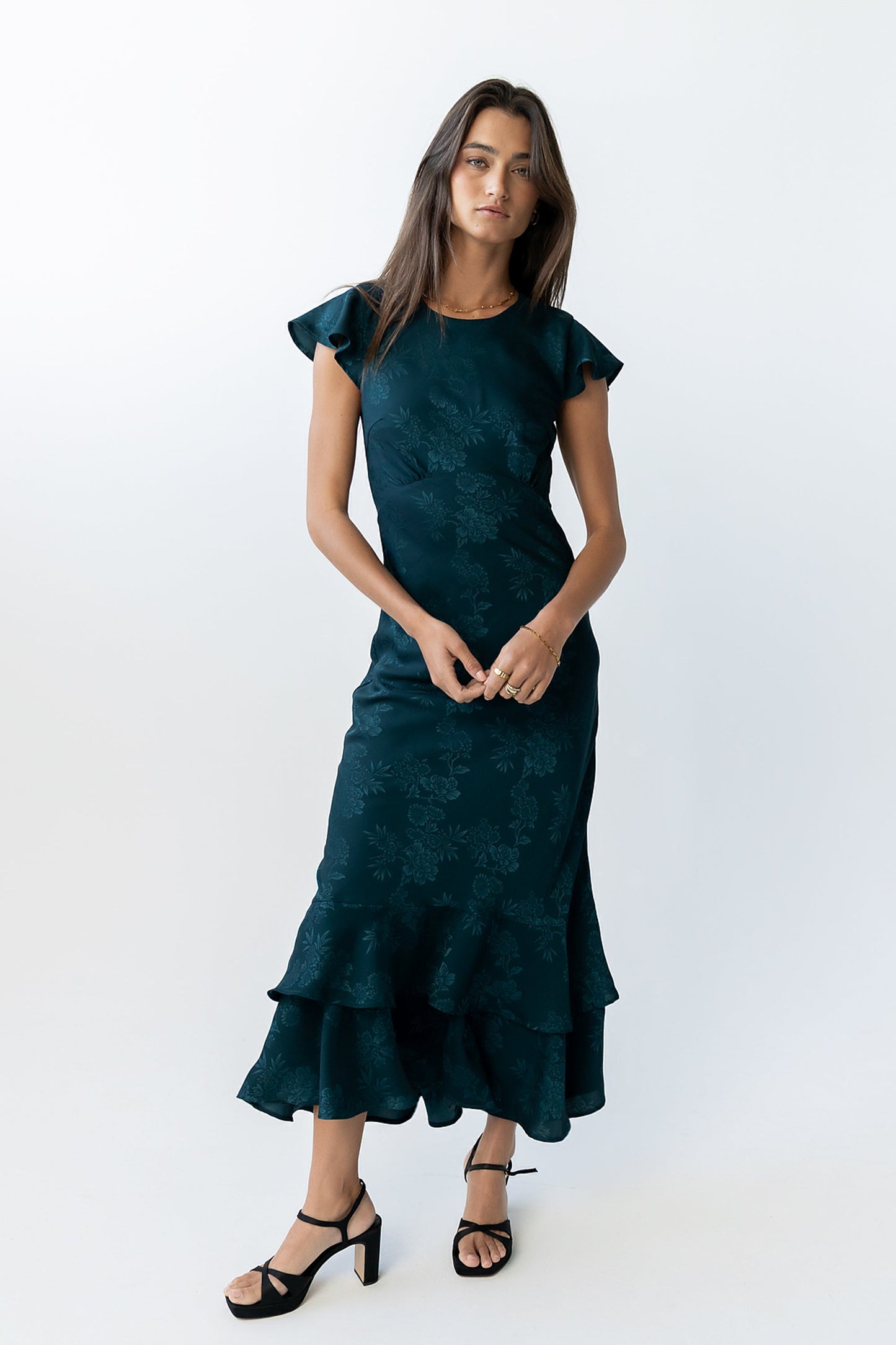 Mateo Floral Maxi Dress Teal 3