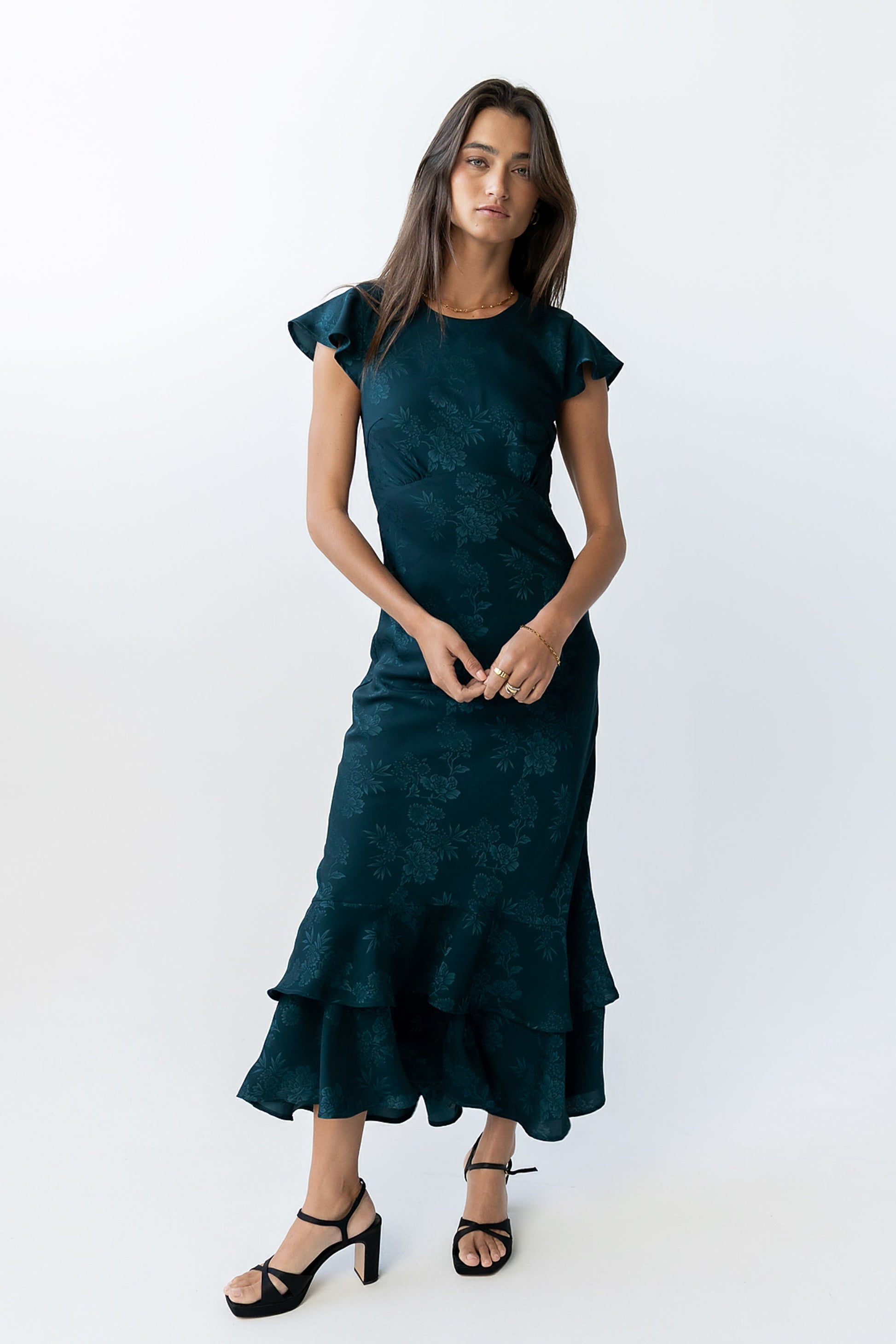 Mateo Floral Maxi Dress Teal 3