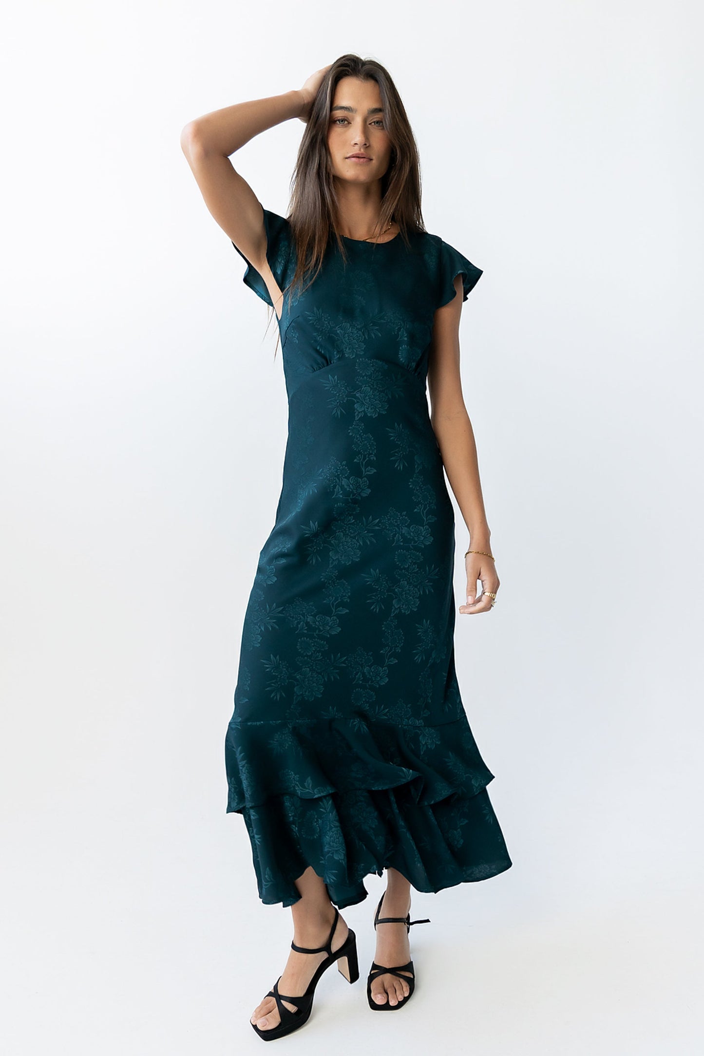 Mateo Floral Maxi Dress Teal 7