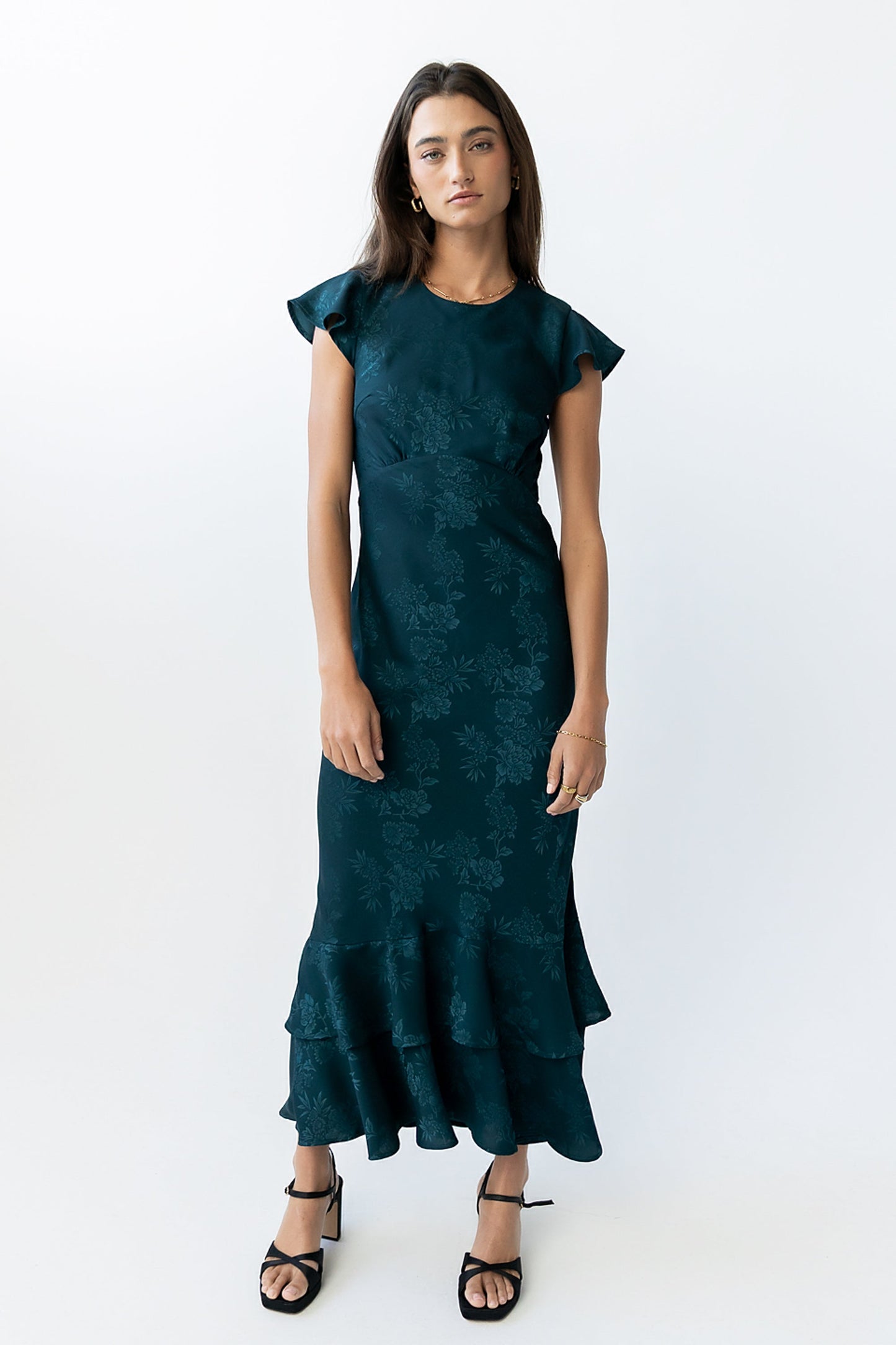 Mateo Floral Maxi Dress Teal 5