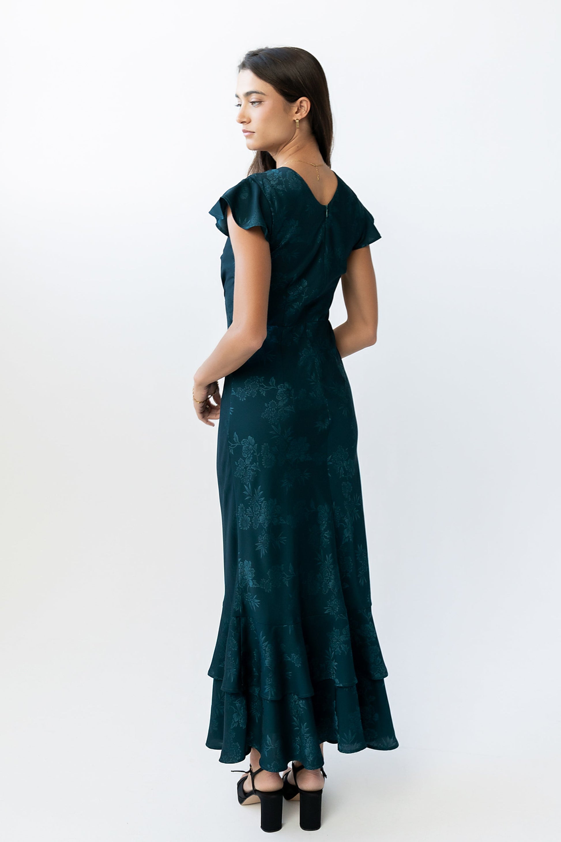 Mateo Floral Maxi Dress Teal 4