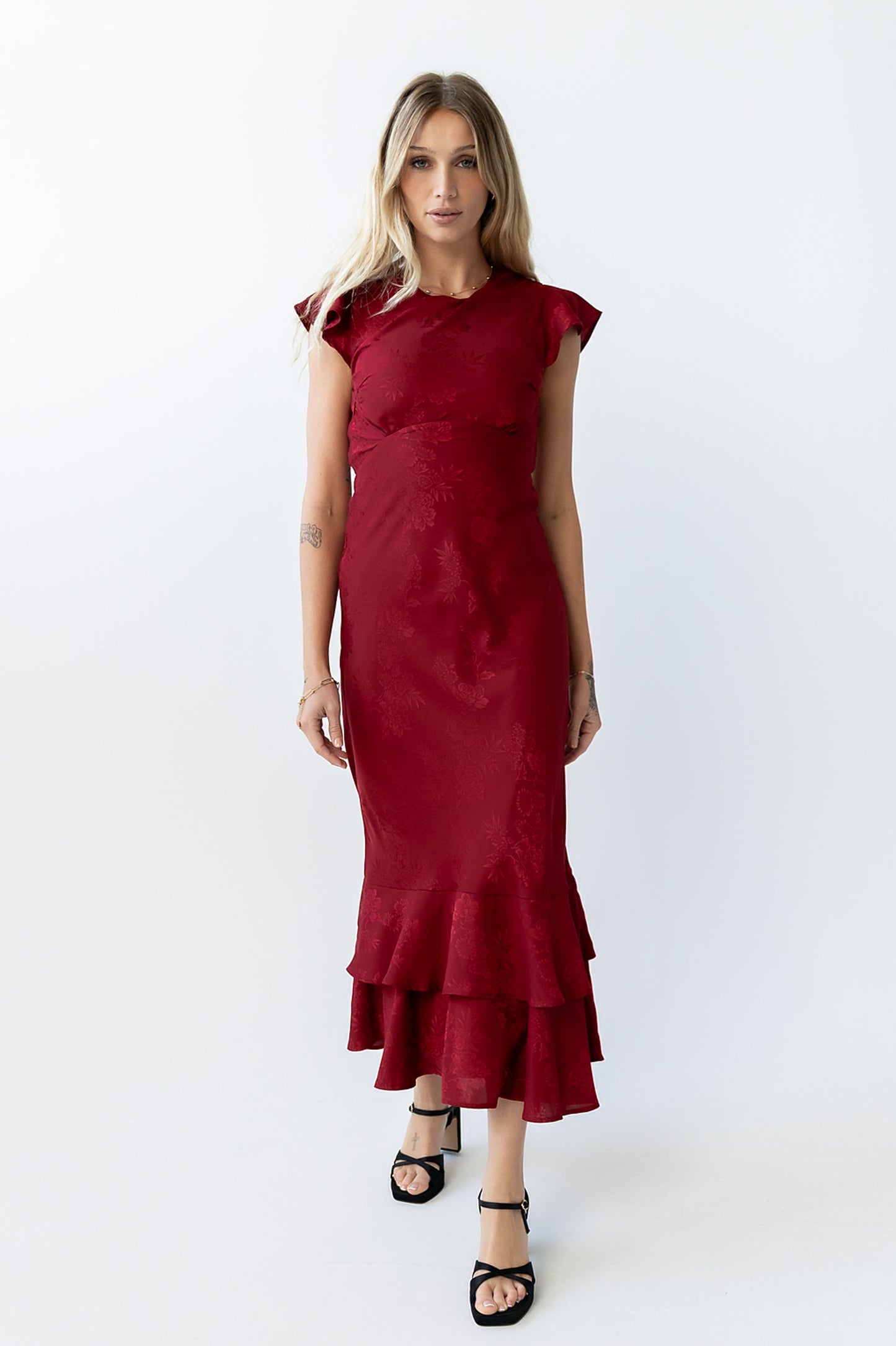 Mateo Floral Maxi Dress Red 4
