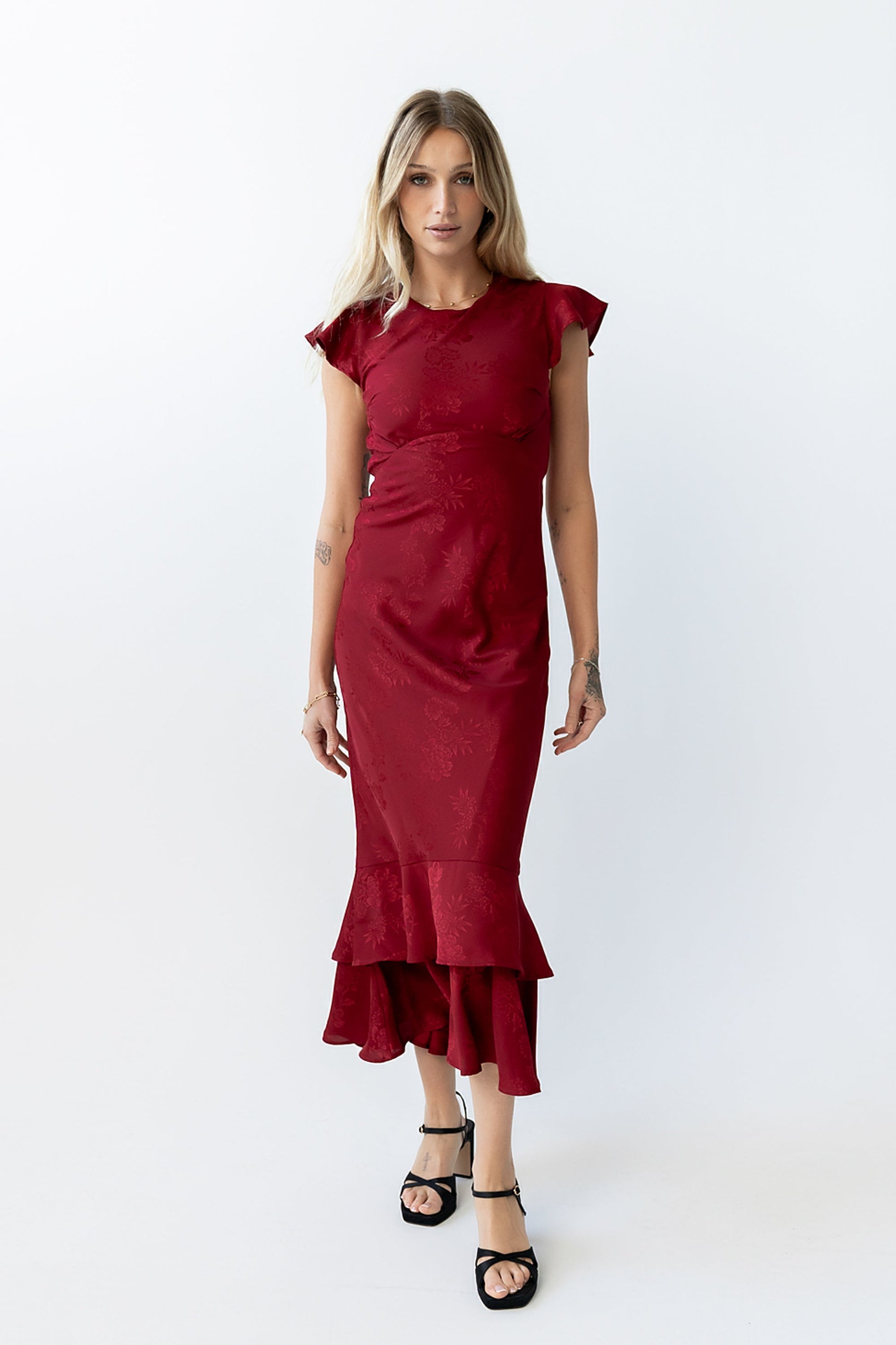 Mateo Floral Maxi Dress Red 1