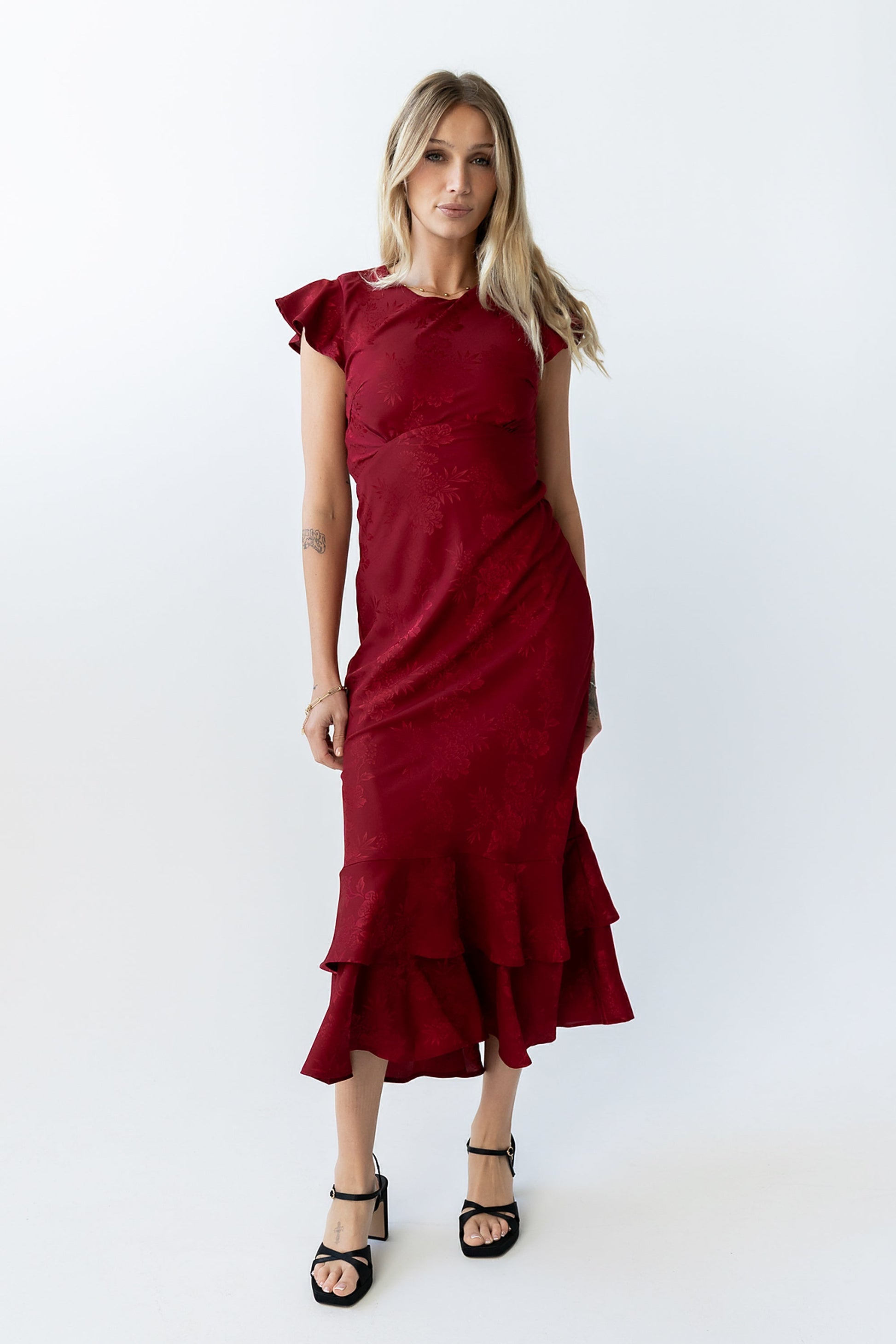 Mateo Floral Maxi Dress Red 6