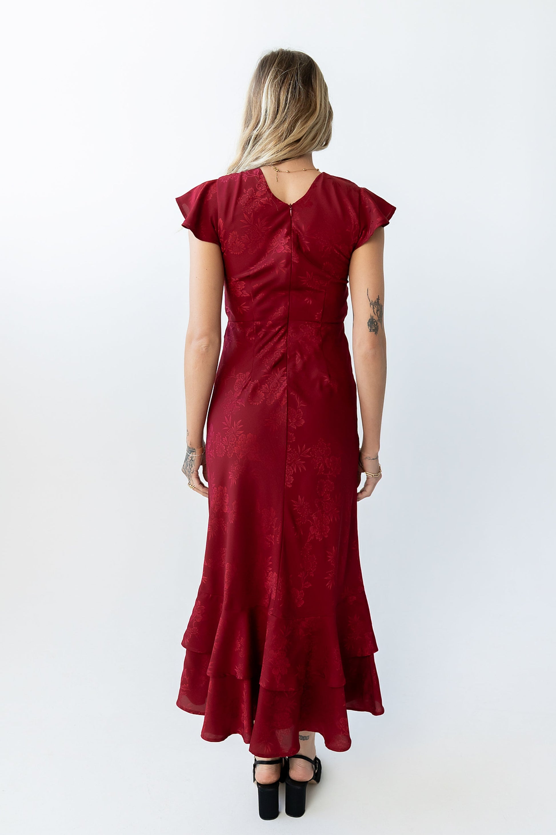 Mateo Floral Maxi Dress Red 2