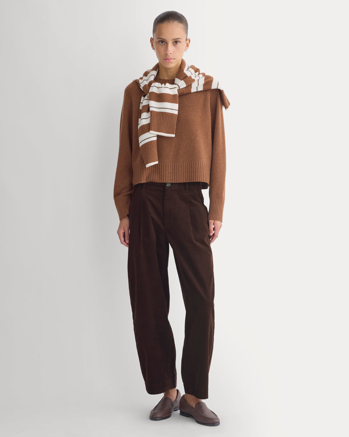Margot Knit Sweater in Black Cashmere | Brown 3