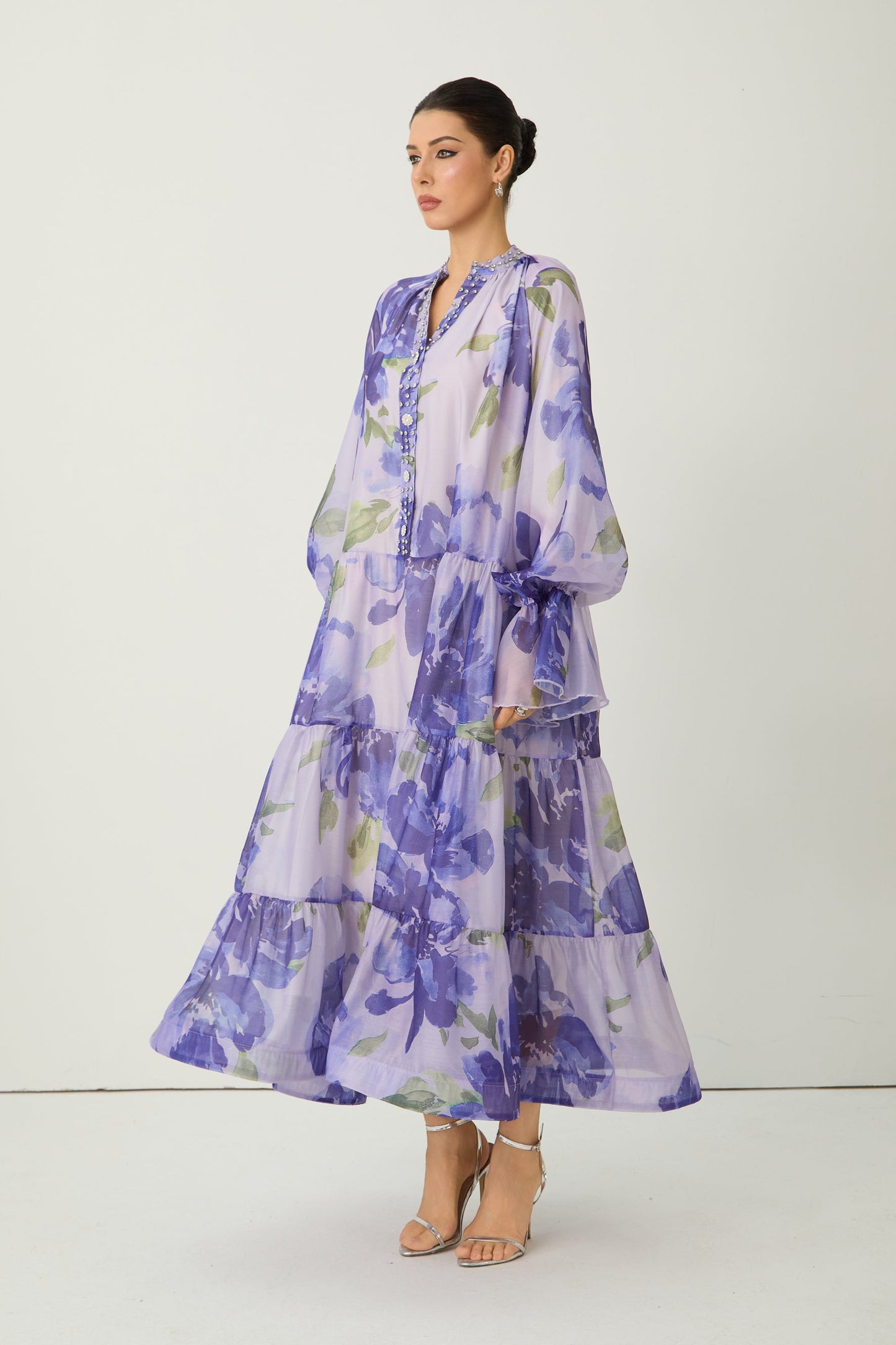Rowan Floral Tiered Maxi Dress in Amethyst Purple 5
