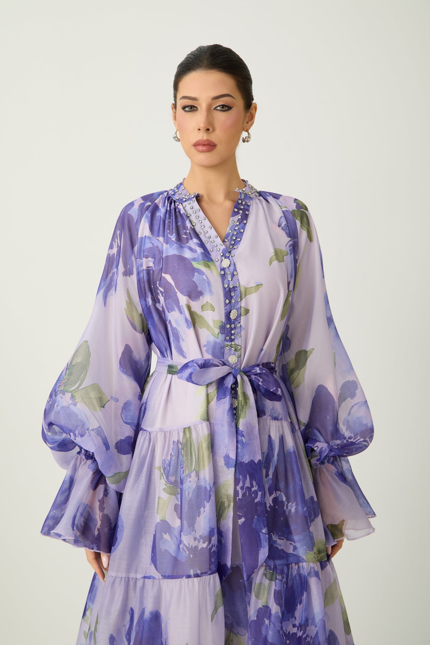Rowan Floral Tiered Maxi Dress in Amethyst Purple 8