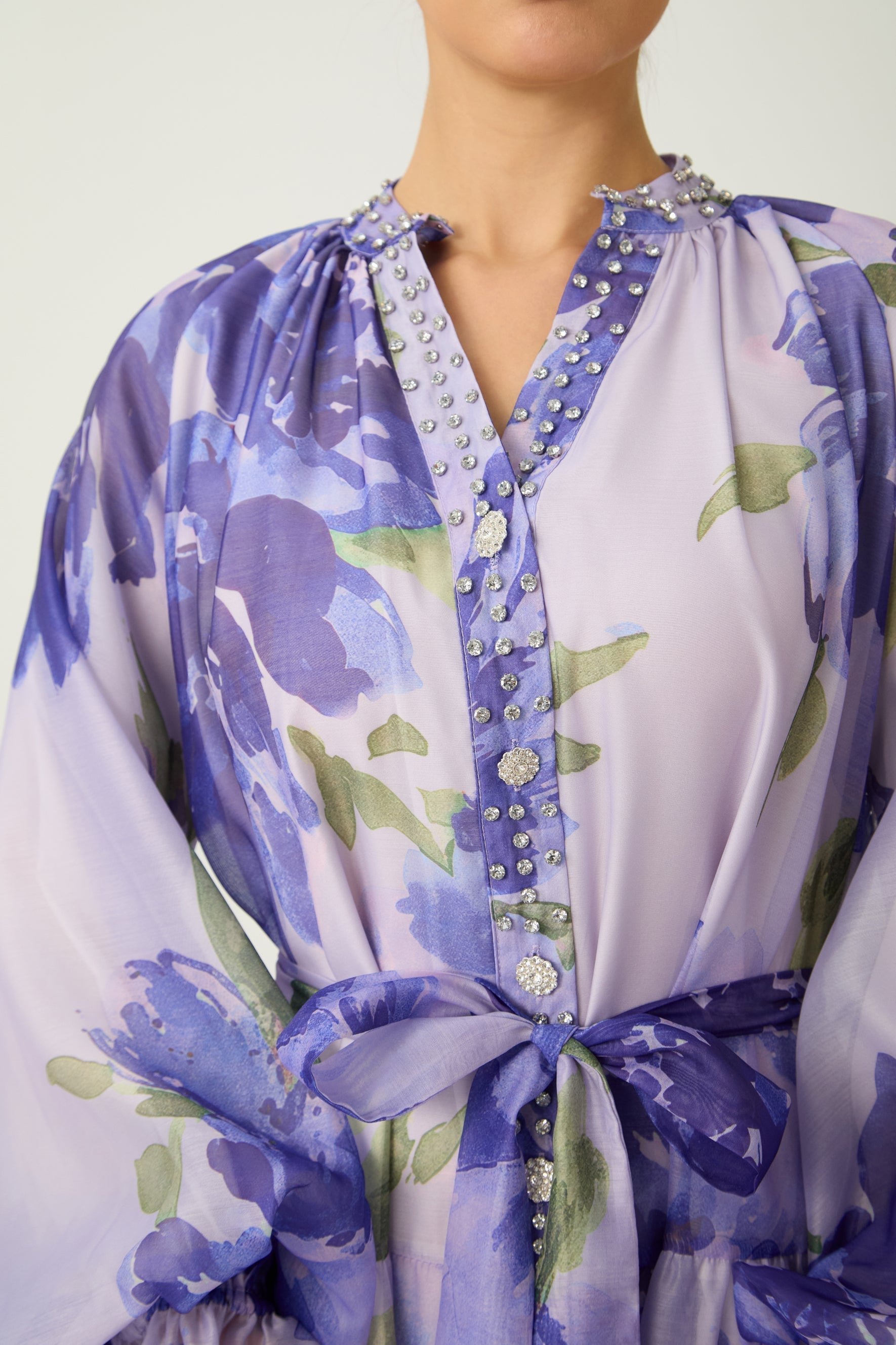 Rowan Floral Tiered Maxi Dress in Amethyst Purple 2
