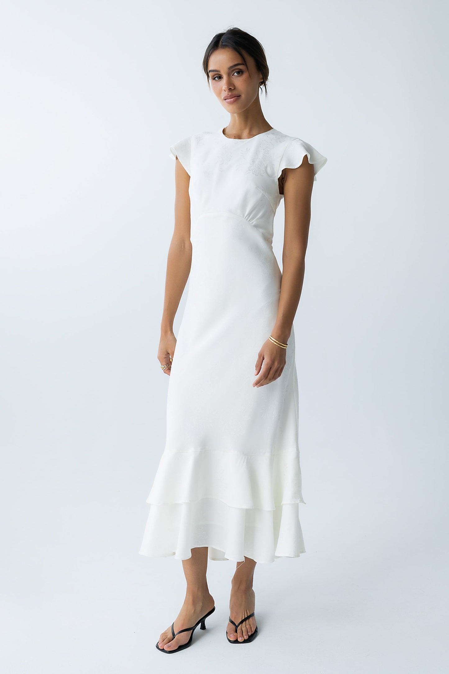 Mateo Floral Maxi Dress Ivory 1