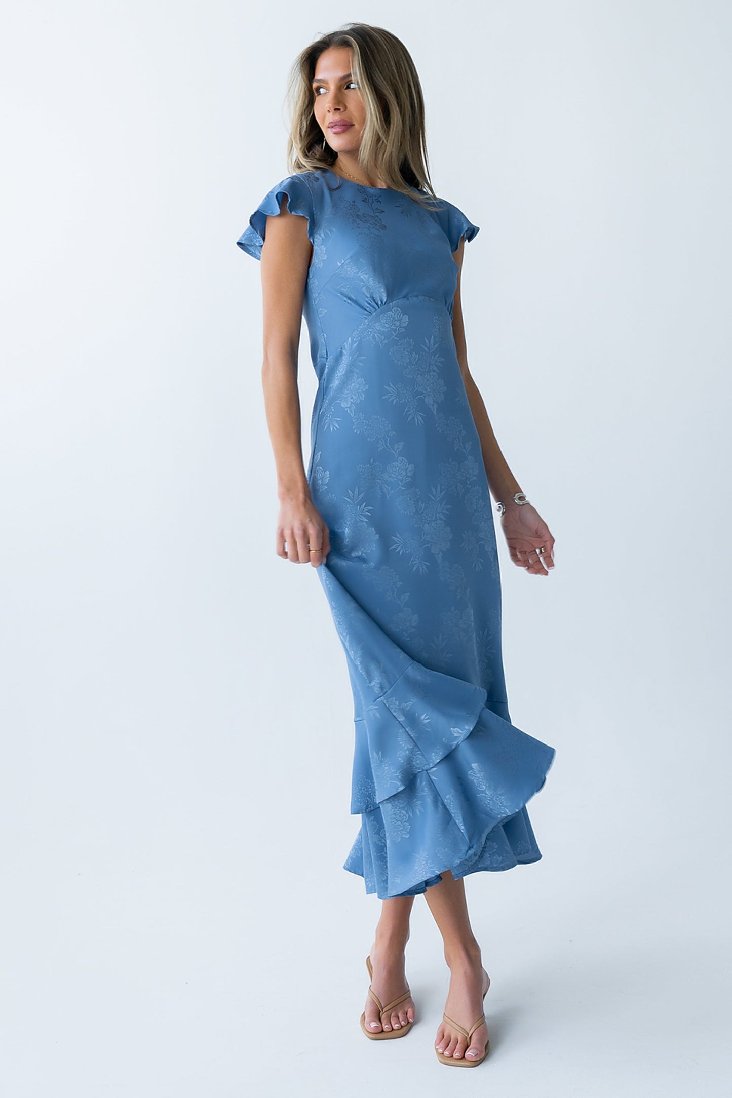 Mateo Floral Maxi Dress Blue 6