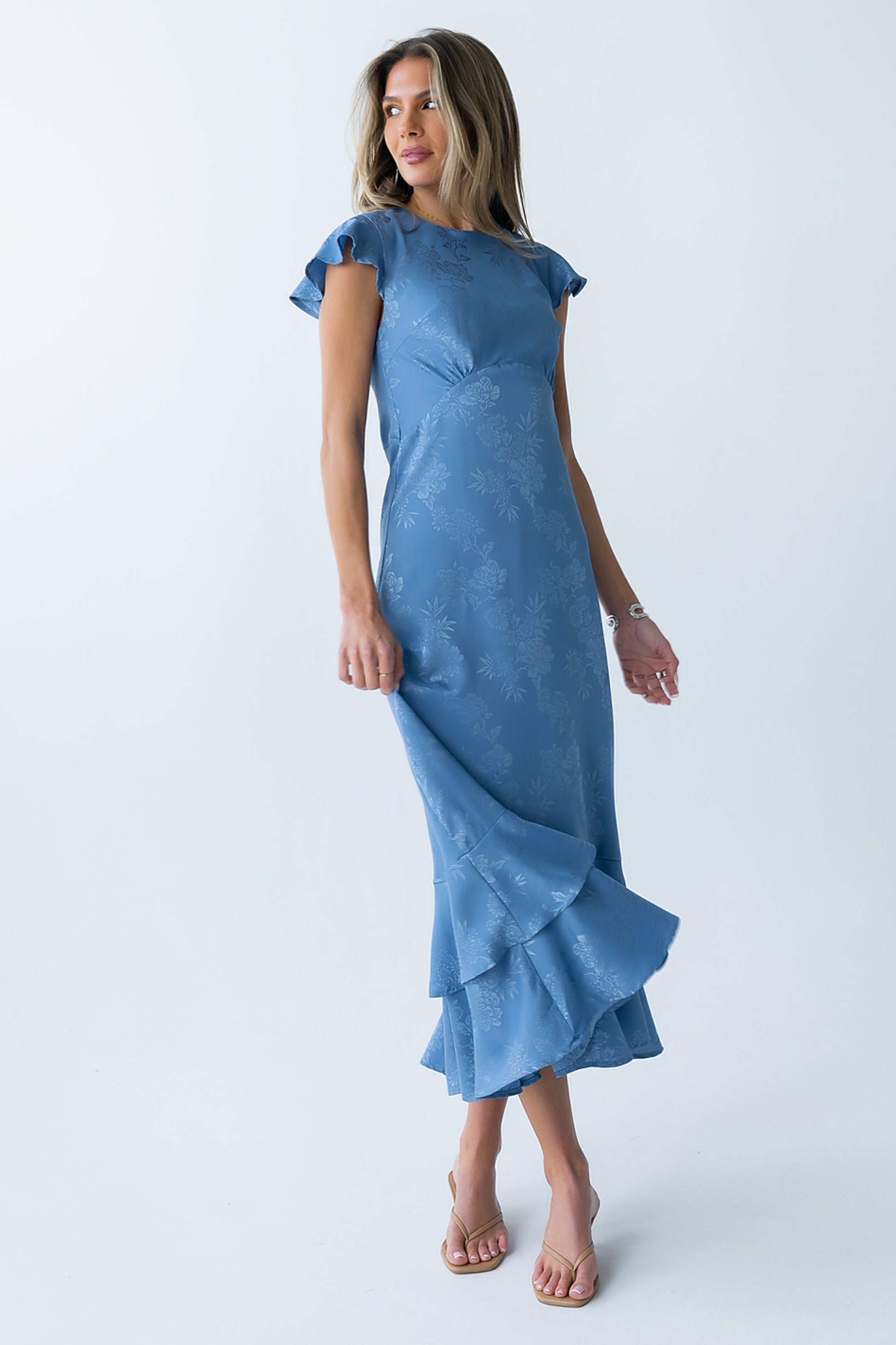 Mateo Floral Maxi Dress Blue 6