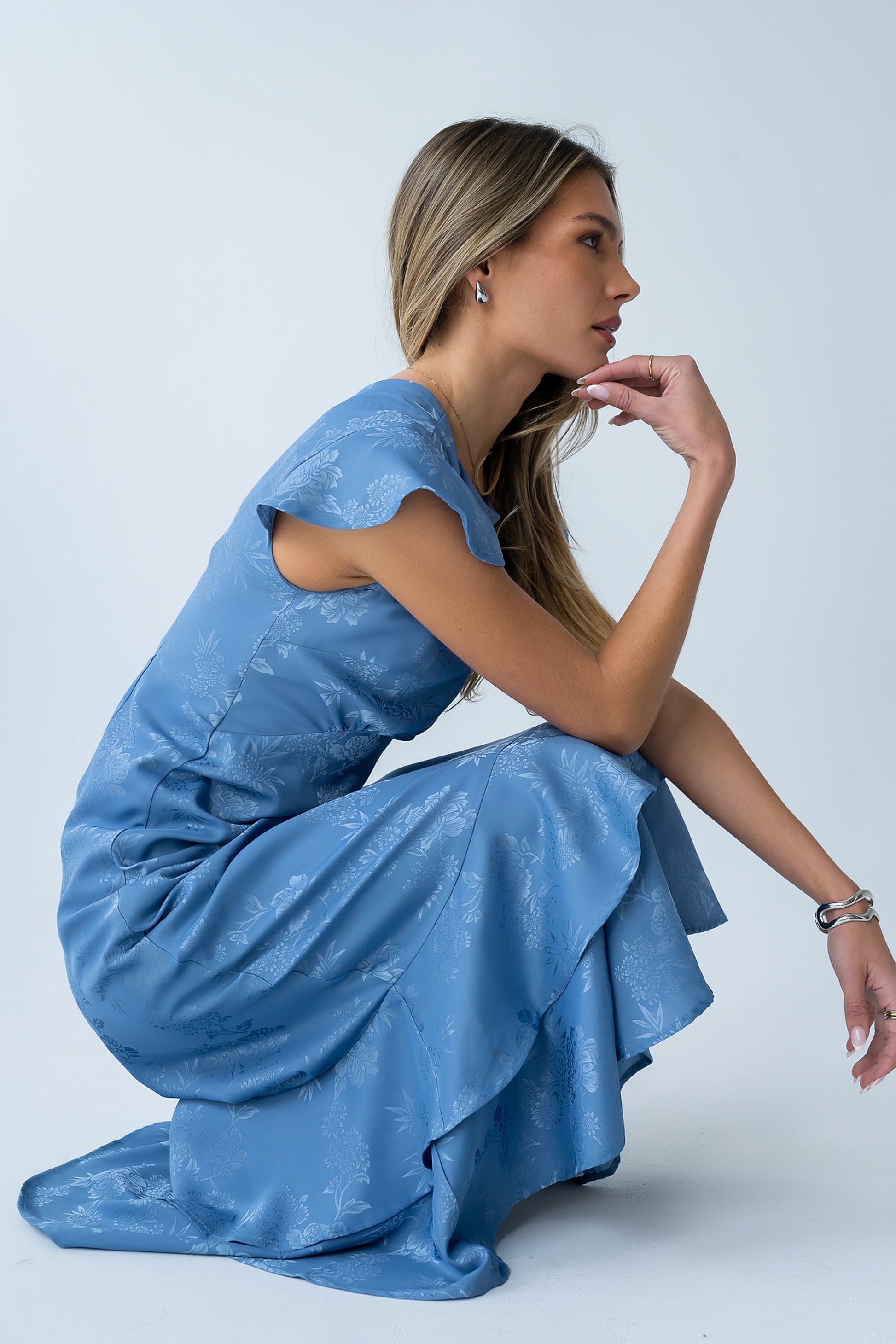 Mateo Floral Maxi Dress Blue 8