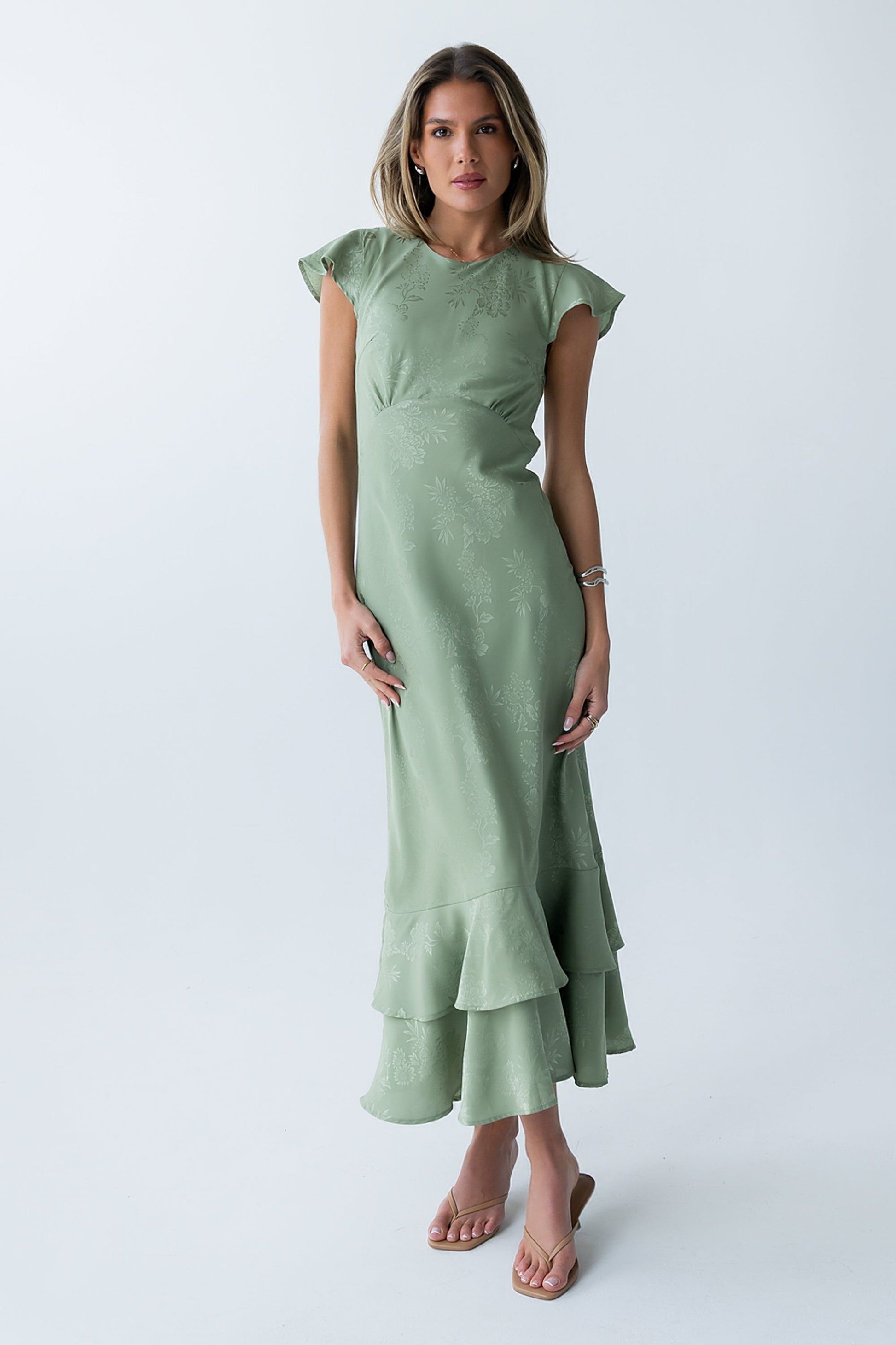 Mateo Floral Maxi Dress Green 3