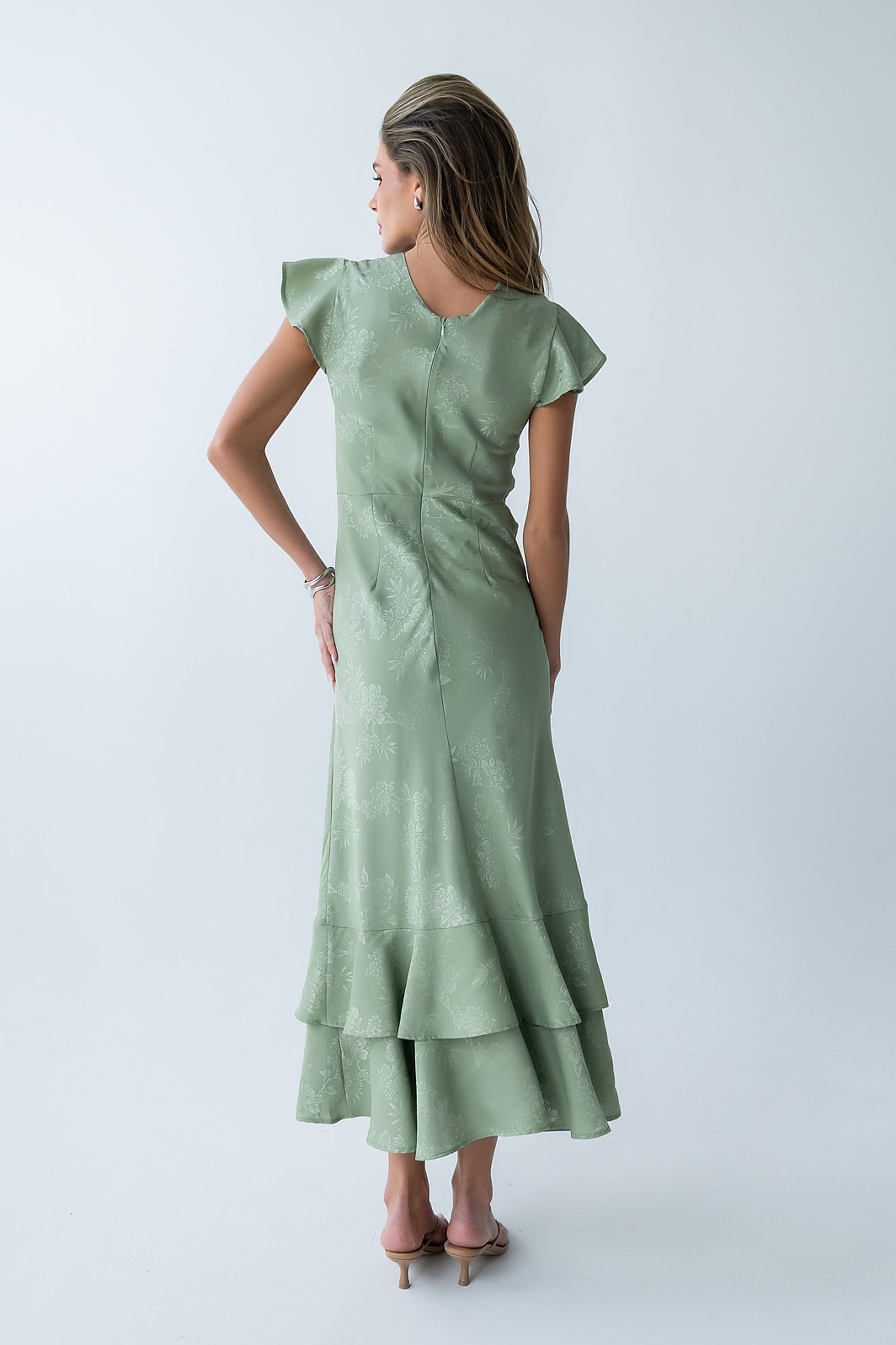 Mateo Floral Maxi Dress Green 4