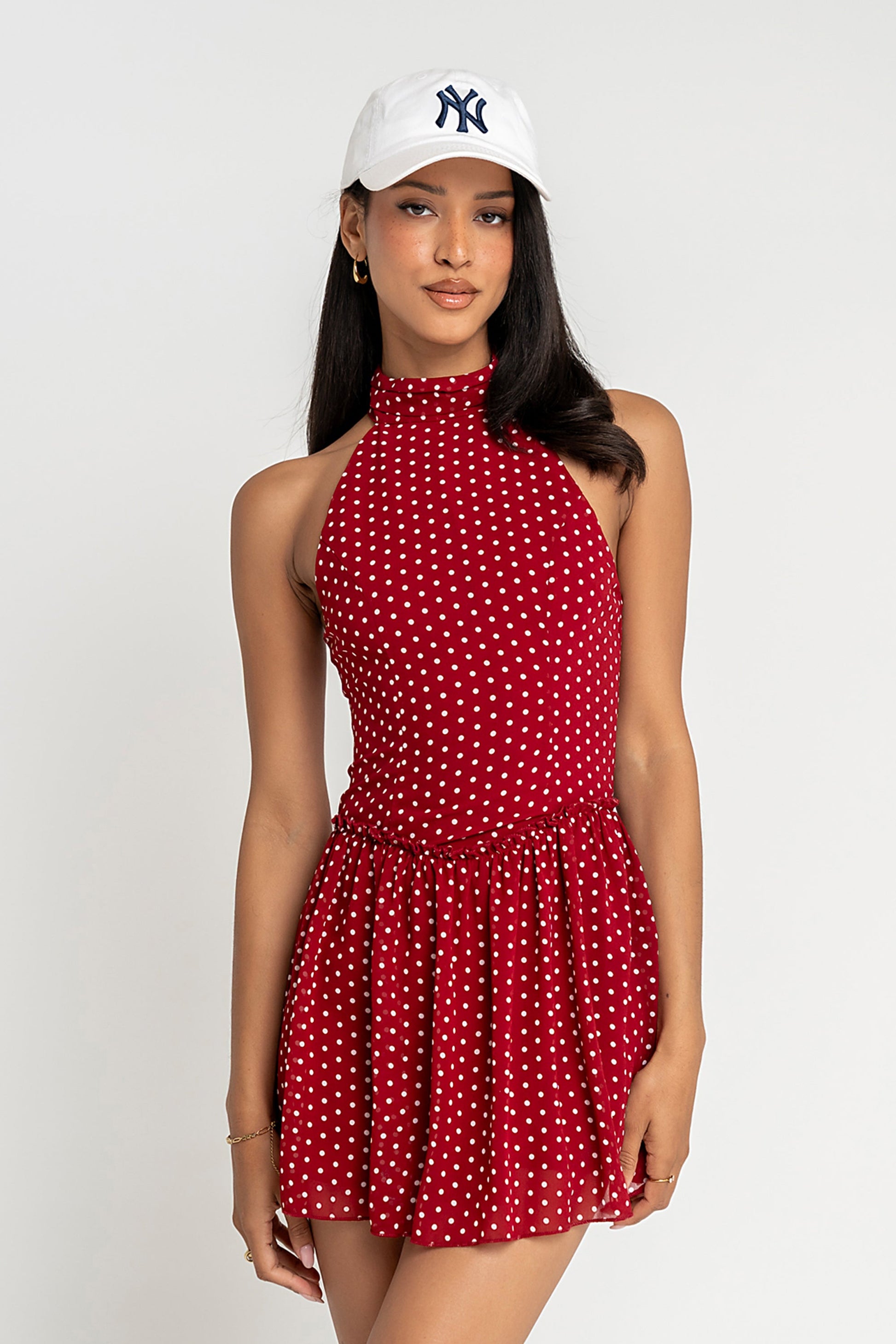 Marybelle Halter Mini Dress Dark Red 2