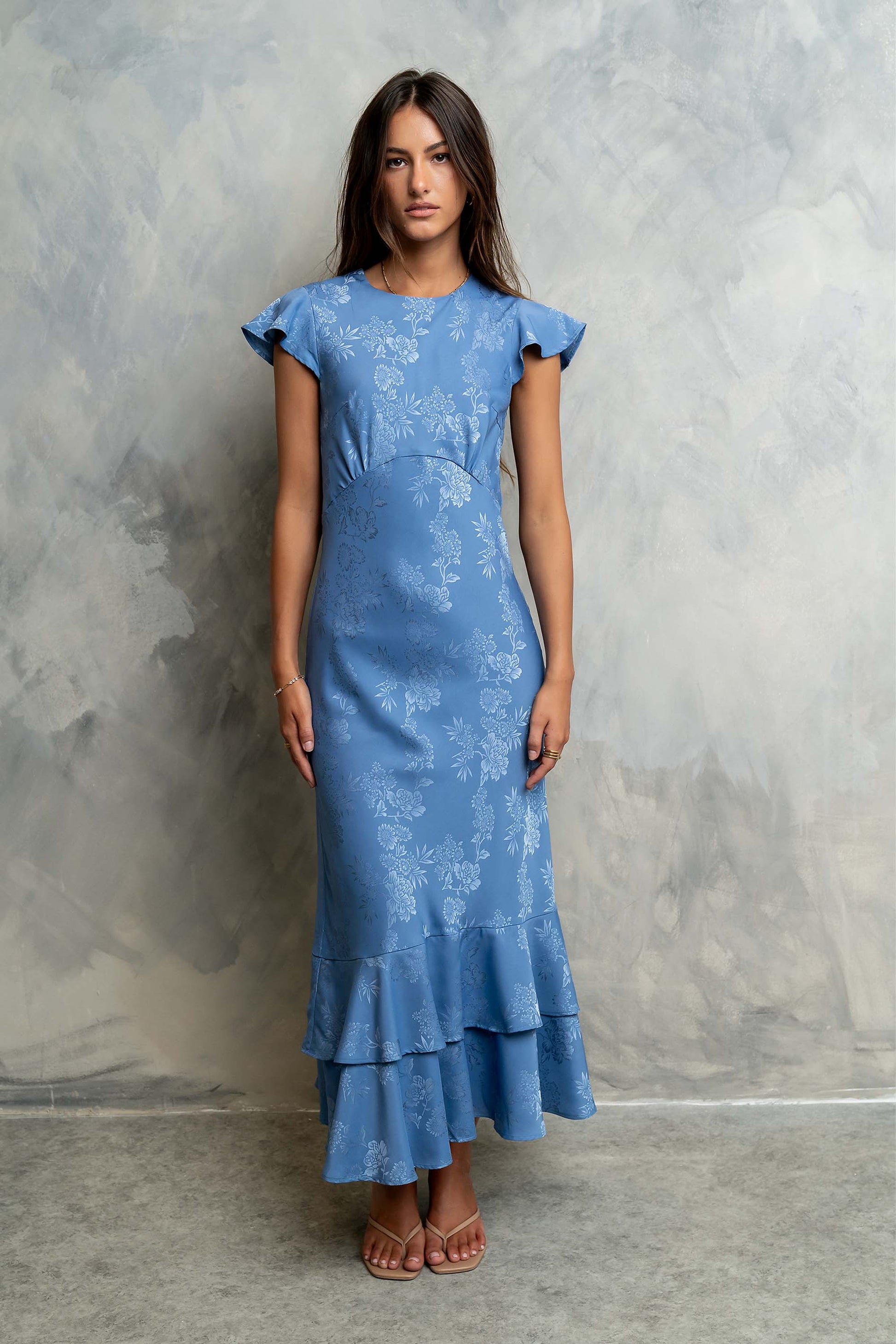 Mateo Floral Maxi Dress Blue 1