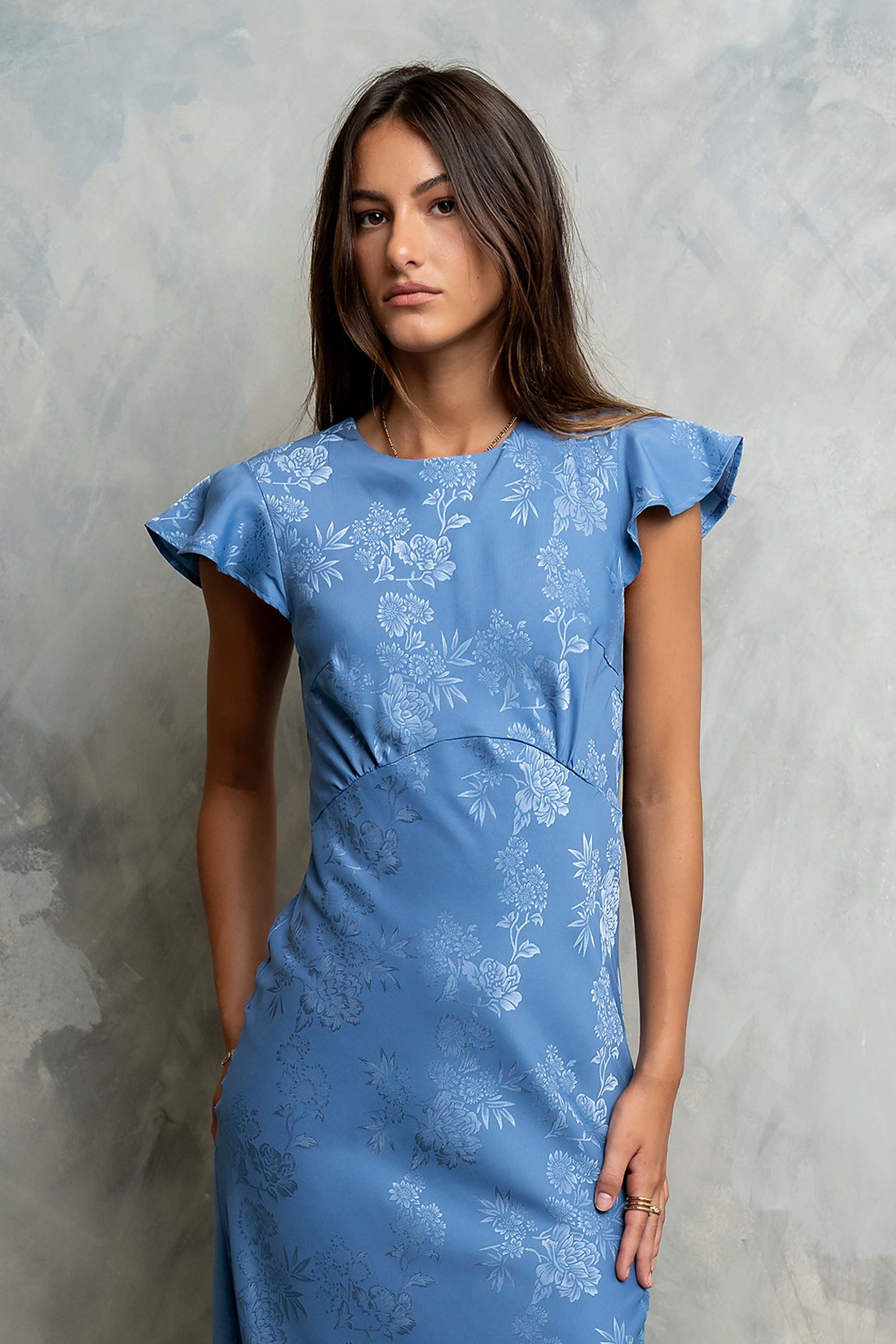 Mateo Floral Maxi Dress Blue 3