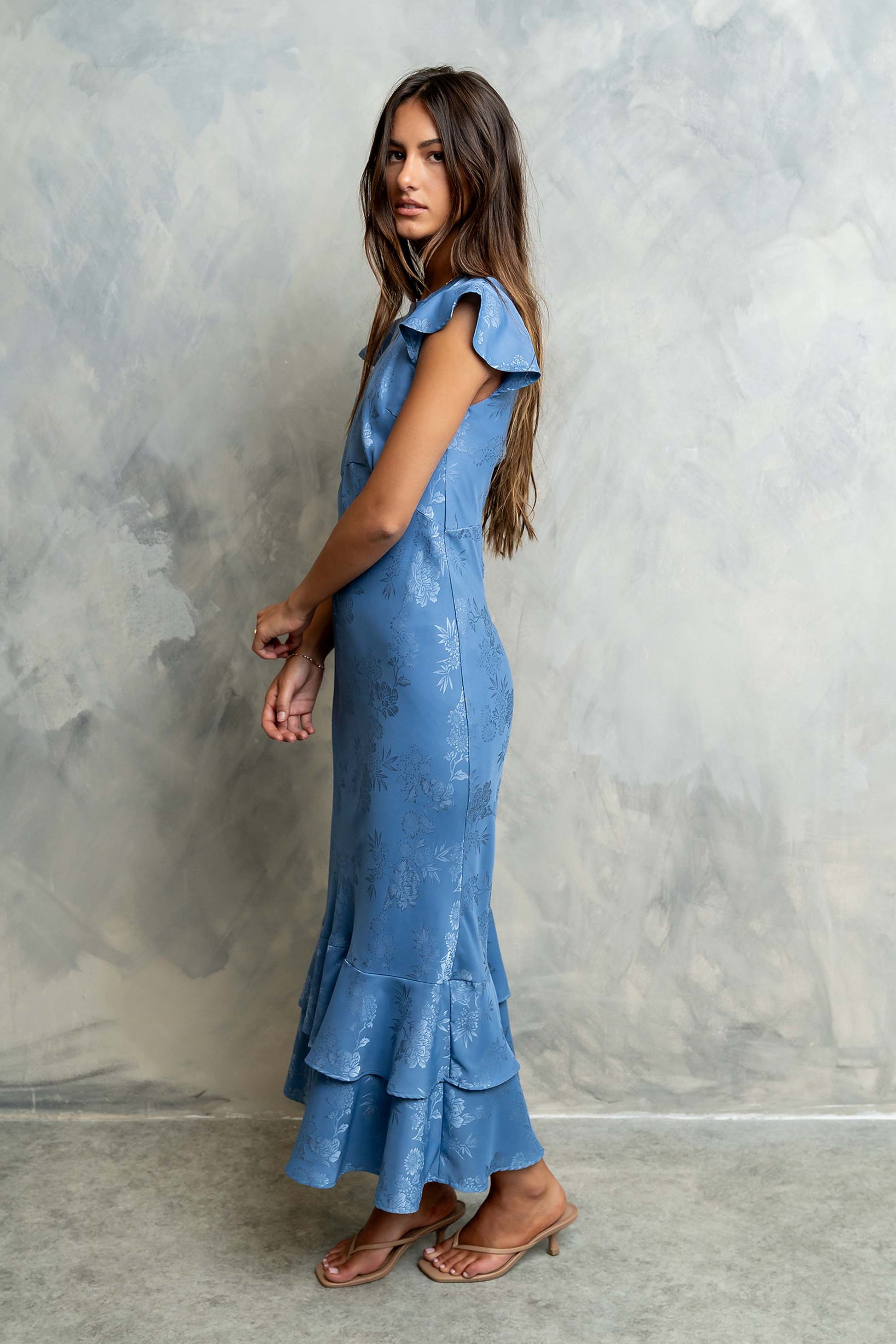 Mateo Floral Maxi Dress Blue 2