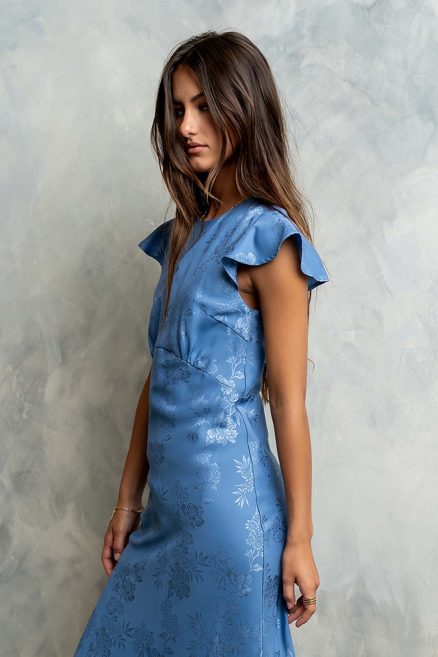 Mateo Floral Maxi Dress Blue 4
