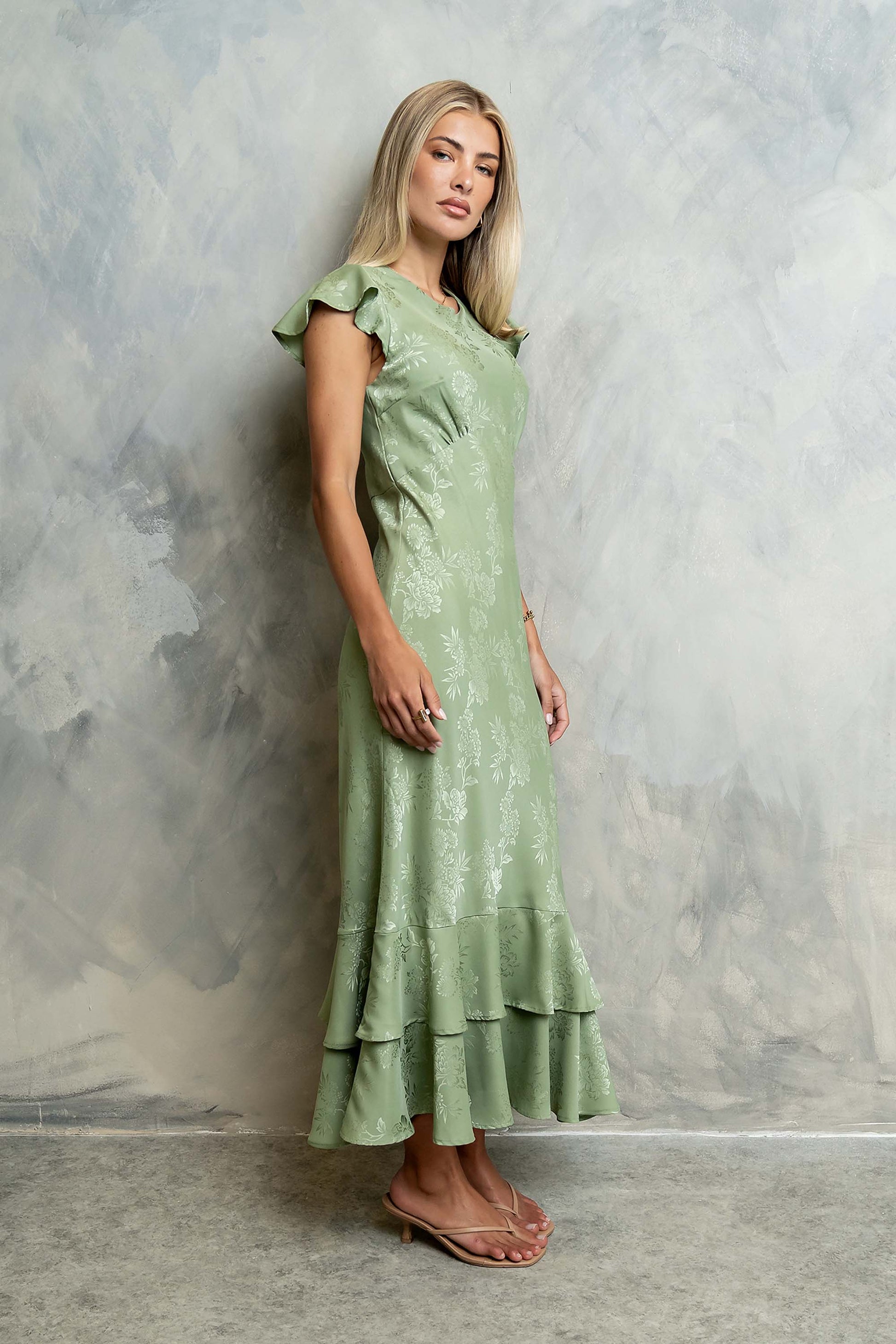 Mateo Floral Maxi Dress Green 6