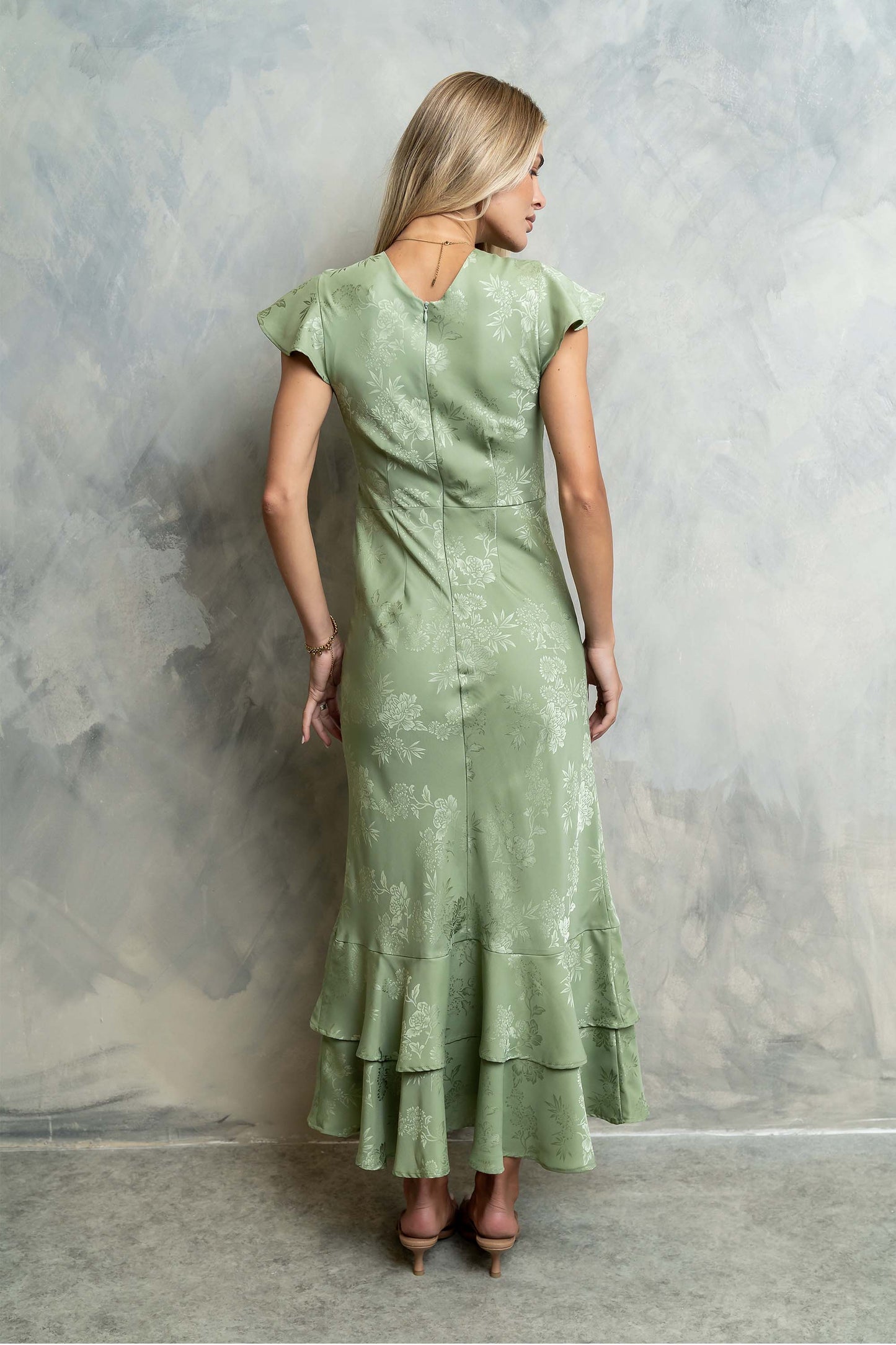 Mateo Floral Maxi Dress Green 7