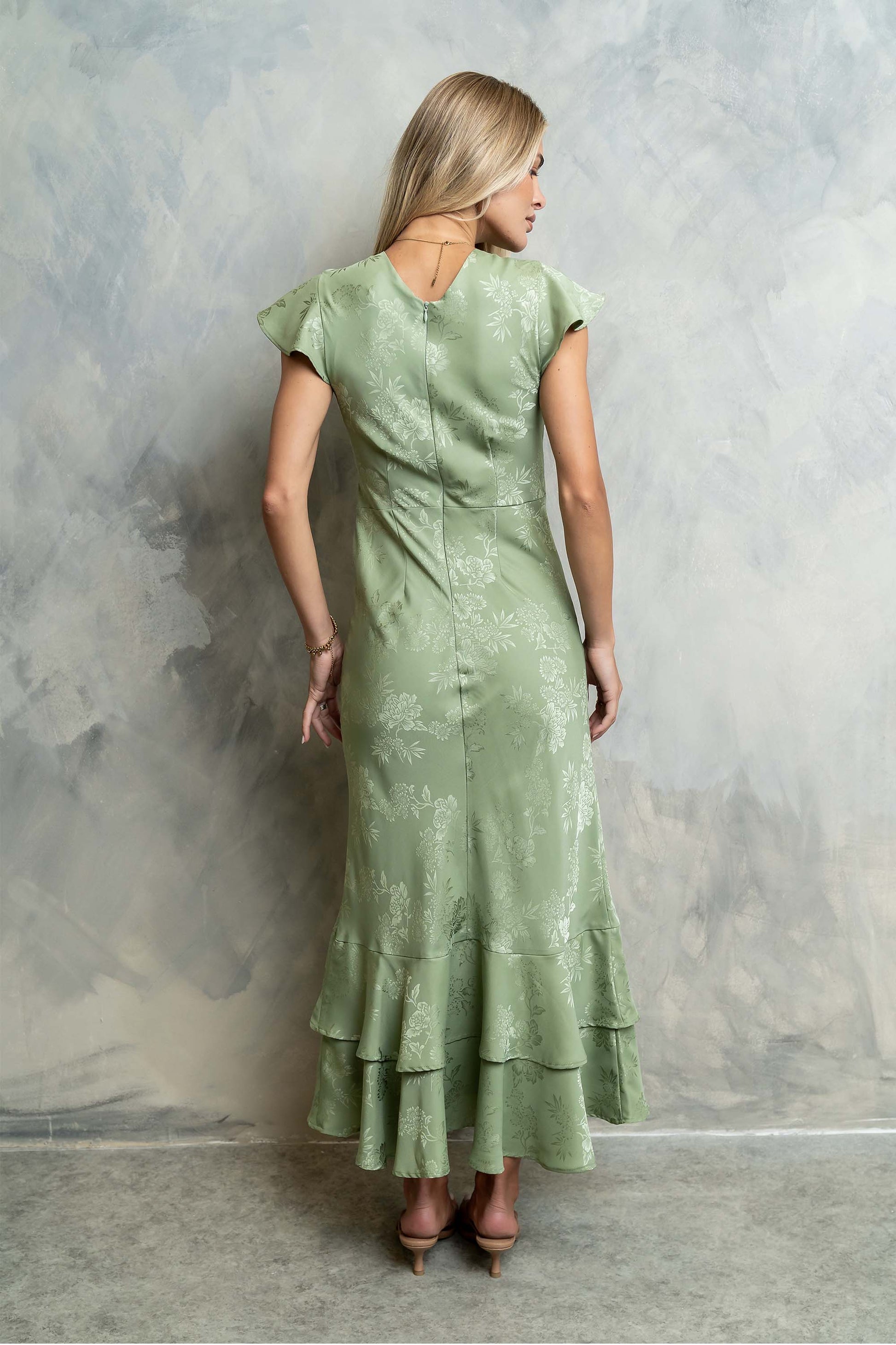 Mateo Floral Maxi Dress Green 7