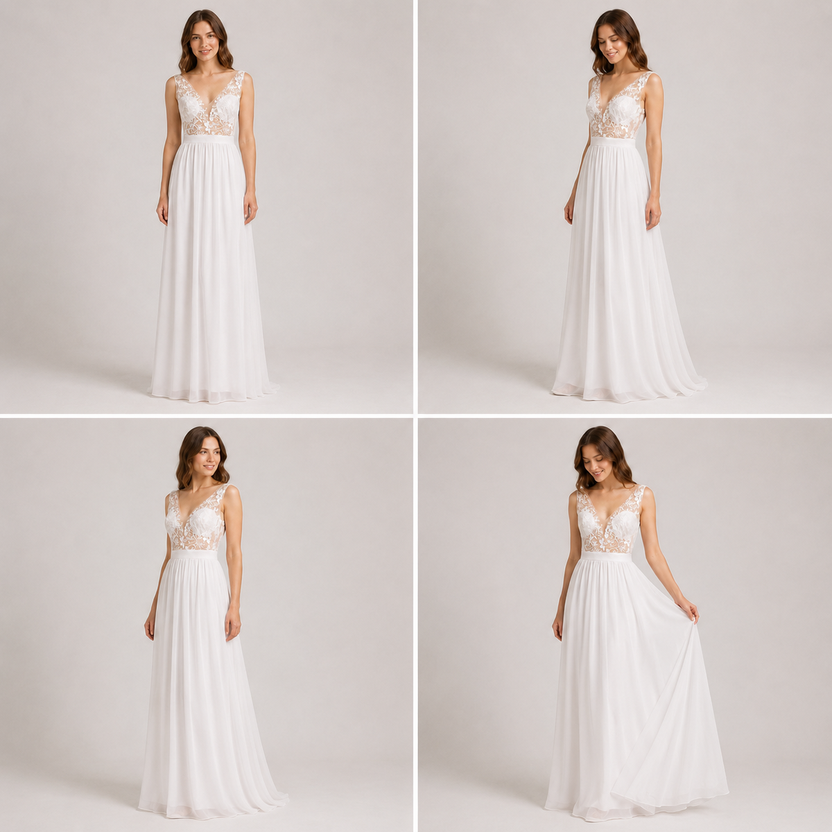Arabella Lace Backless Midi Dress Ausschnitt, Weiß 2