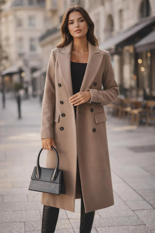 Margot Double Breasted Wool Coat Mustard 1