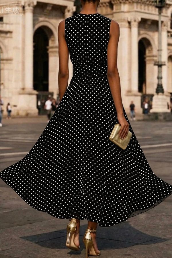 Margot Polka Dot Pleated Maxi Dress White 6