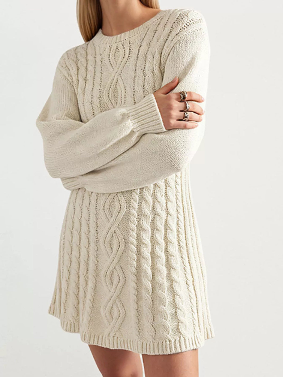 Camille Cable Knit Mini Dress Black 4