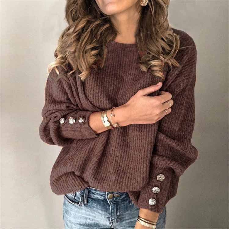 Margot Button-Front Knit Top Wine Red 7