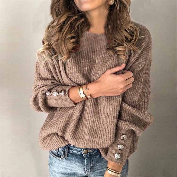 Margot Button-Front Knit Top Khaki 5