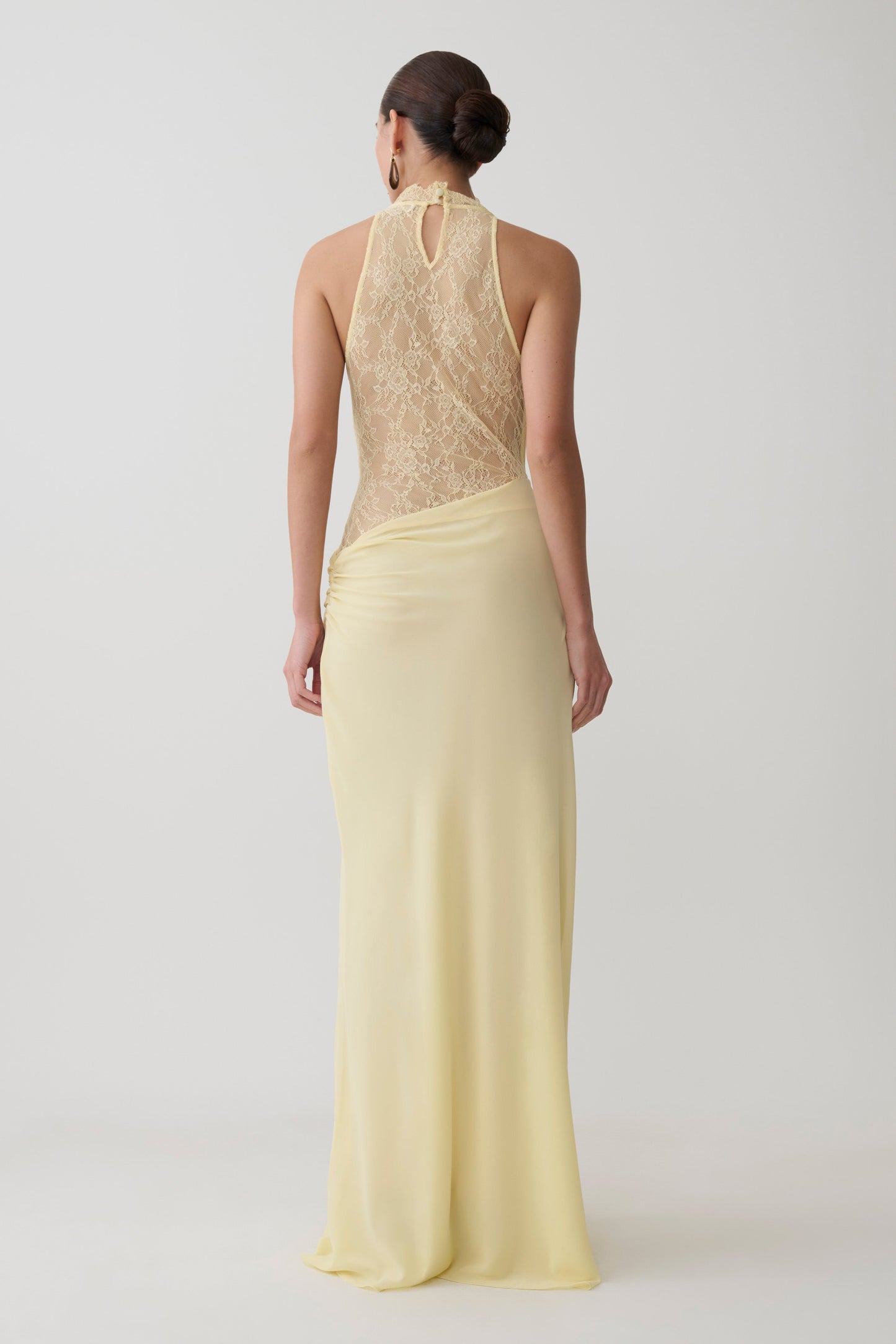 Arra Chiffon & Lace Halter Maxi Dress in Plum Lemon 2