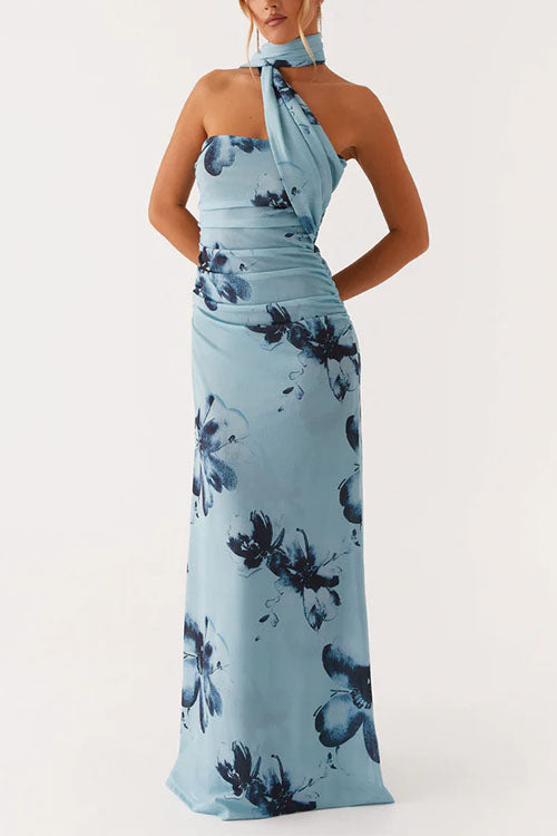 Margot Floral Bodycon Maxi Dress Blue 6