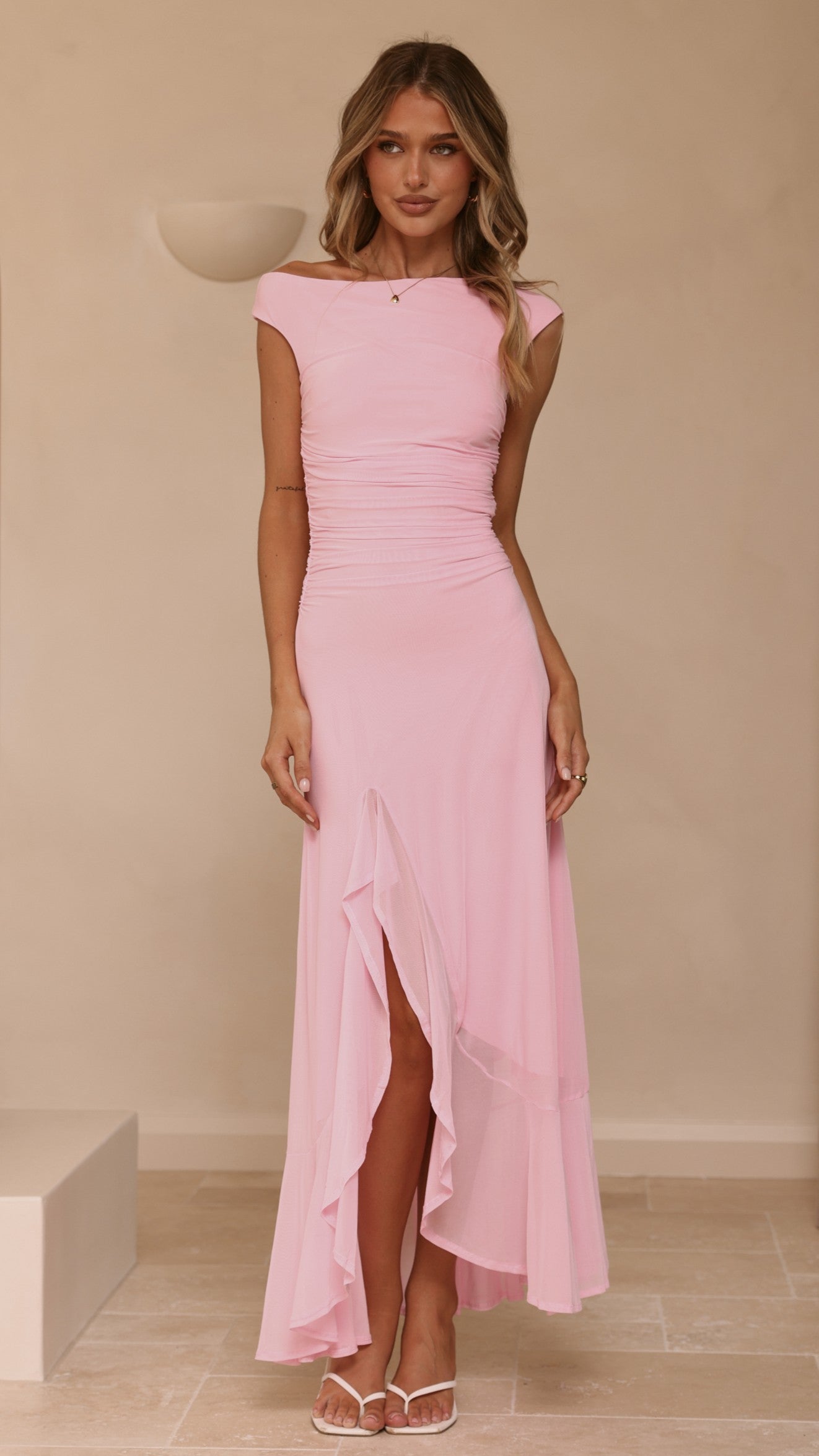 Sareiah Silk Maxi Dress Pink 8