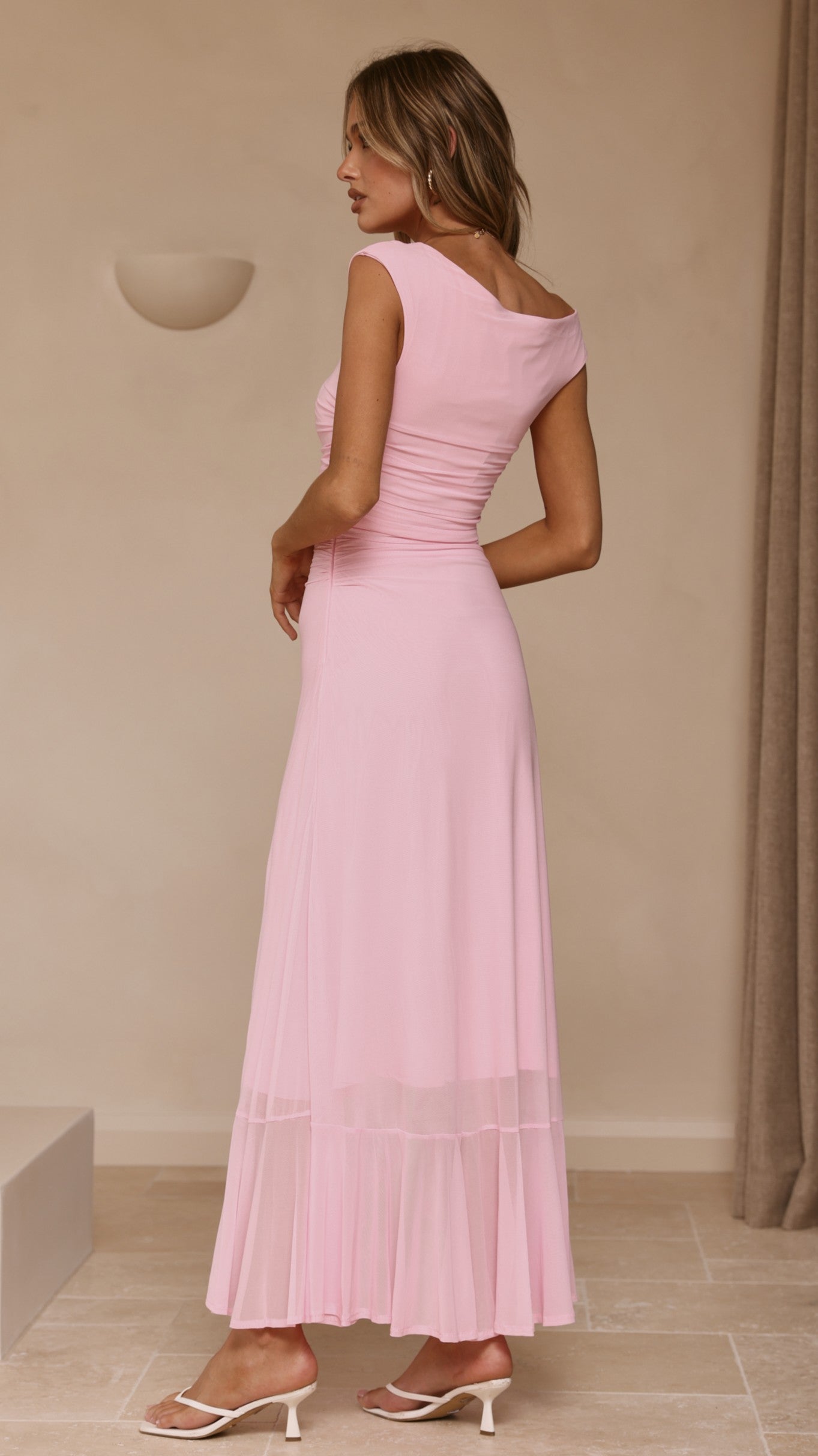 Sareiah Silk Maxi Dress Pink 2