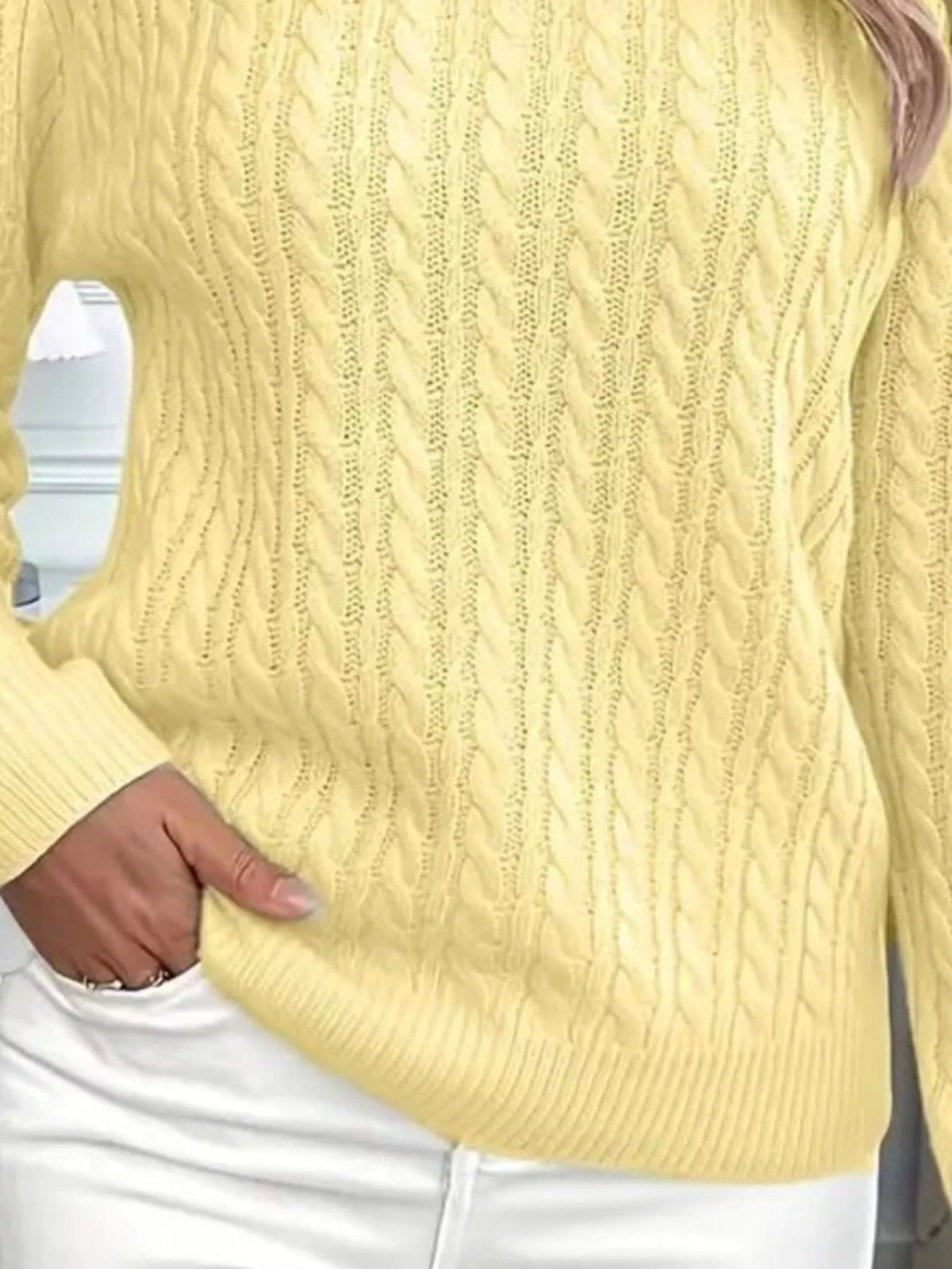 Margot Cable Knit Sweater Pastel Yellow 3