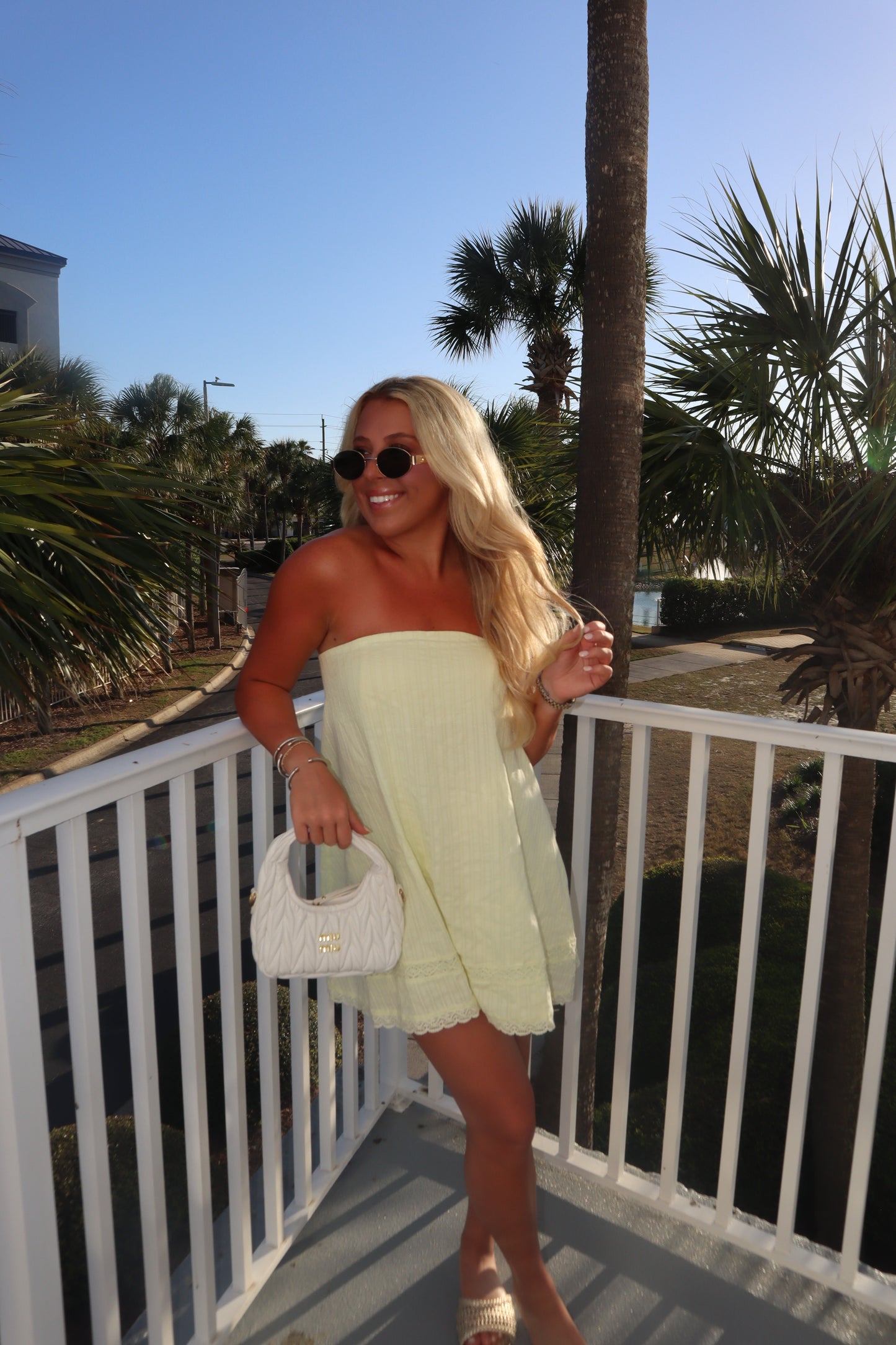 Valentina Mini Dress in Soft Linen Light Yellow 2