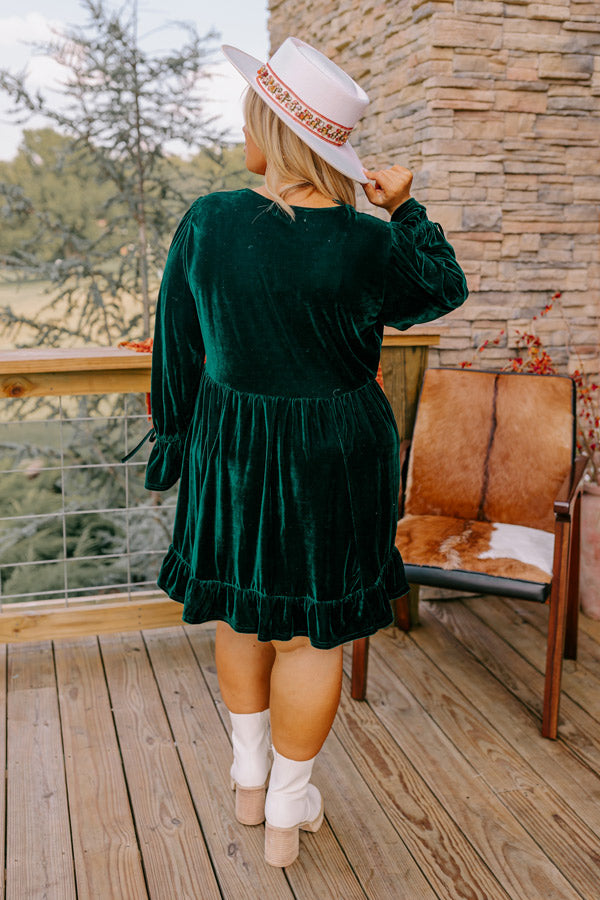 Ophelia Velvet Mini Dress Green 2